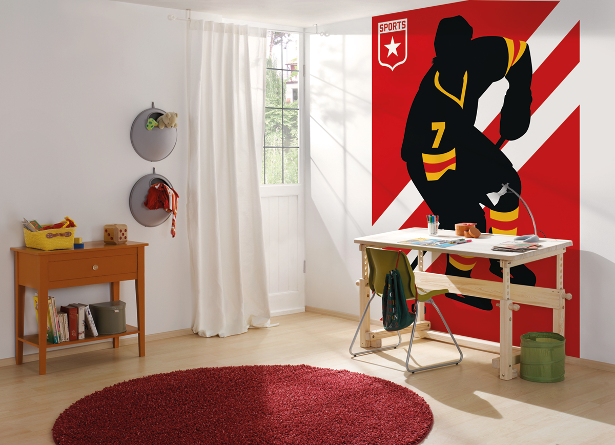 Papier peint panoramique Retro Pop Ice Hockey - Référence DD120165 - Intissé 200g/m2 - Standard 200 x 270