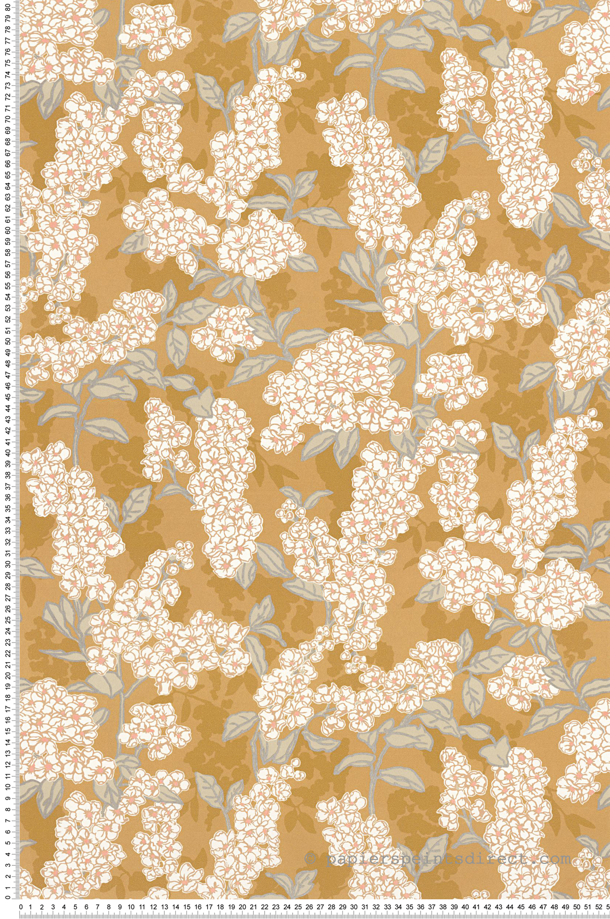 Papier peint Fleurs Ume jaune curry - Kyoto de Casadéco | Réf. KYTO88732272