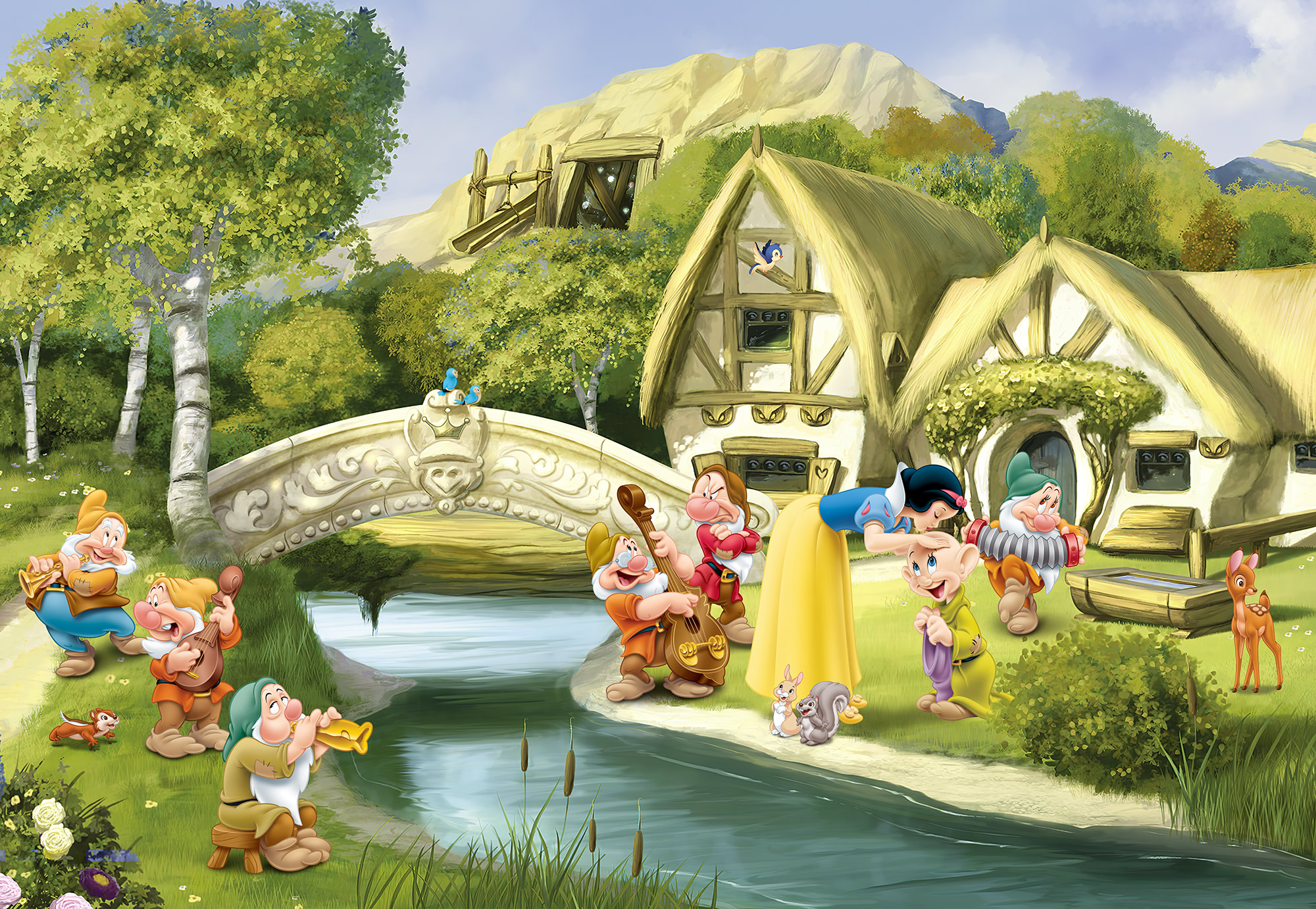 Papier peint enfant Disney Blanche Neige et les 7 nains - Papier peint Panoramique Komar