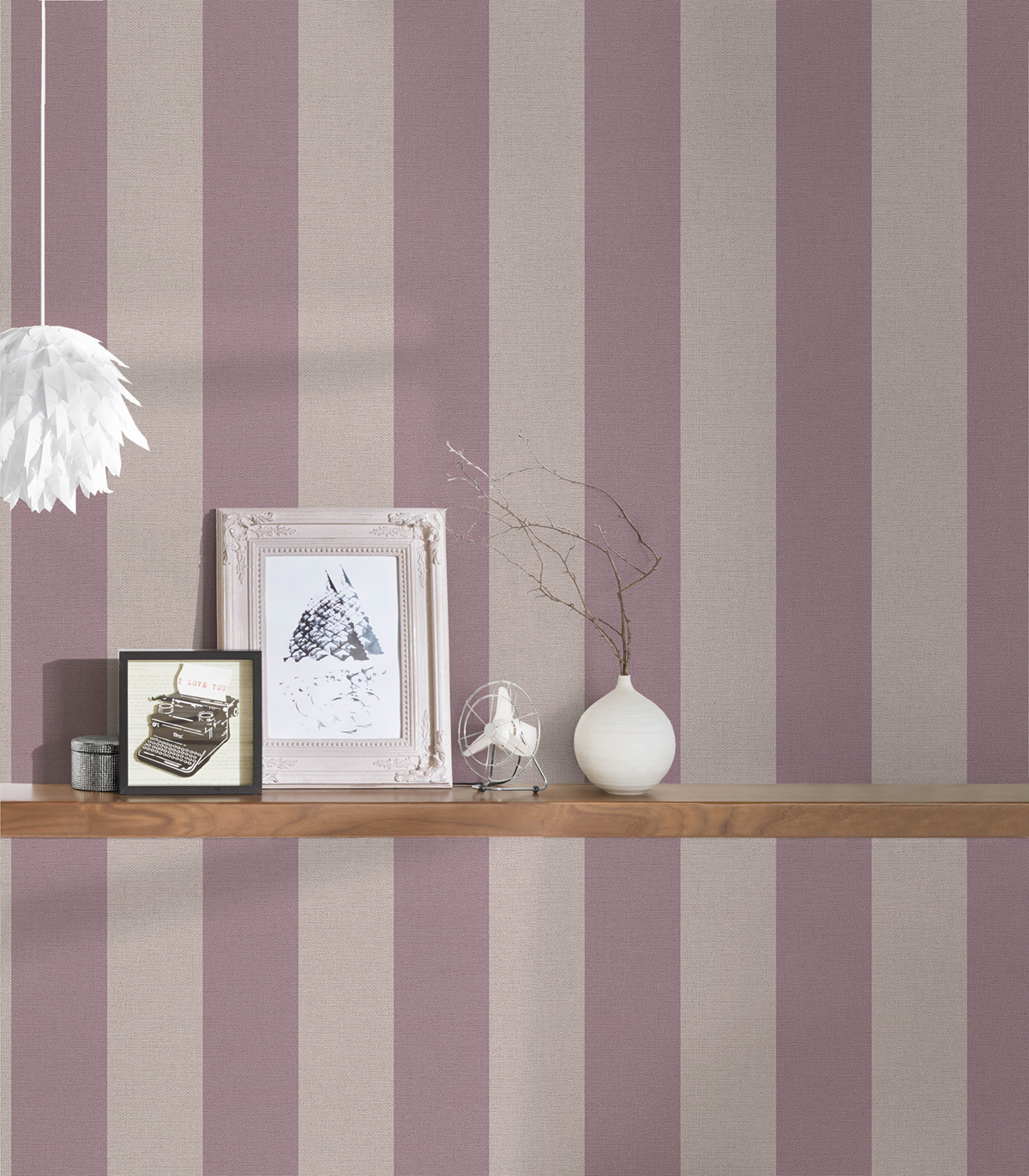 Papier peint Rayure Large lilas - Natural Living d'A.S. Création AMB2 | Réf. AS-386654