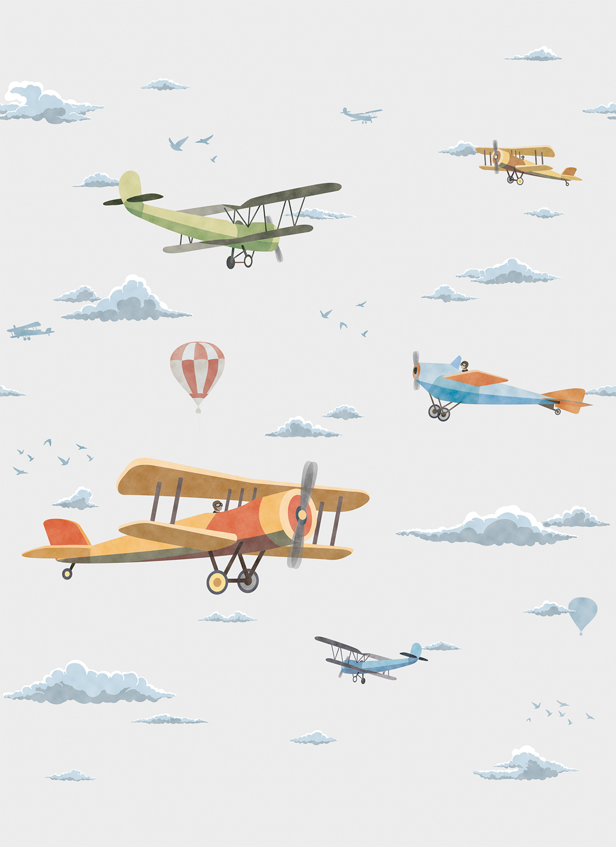 Papier peint panoramique Avion Biplane multicolore - Panorama 2 de Lutèce | Réf. LTC-PAN1891C