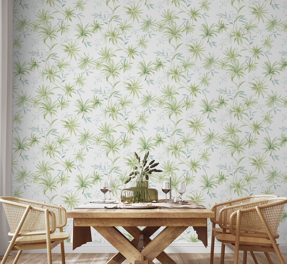 Papier peint Palme Parapluie vert turquoise - Fidji de Lutèce | Réf. LTC-8502-4