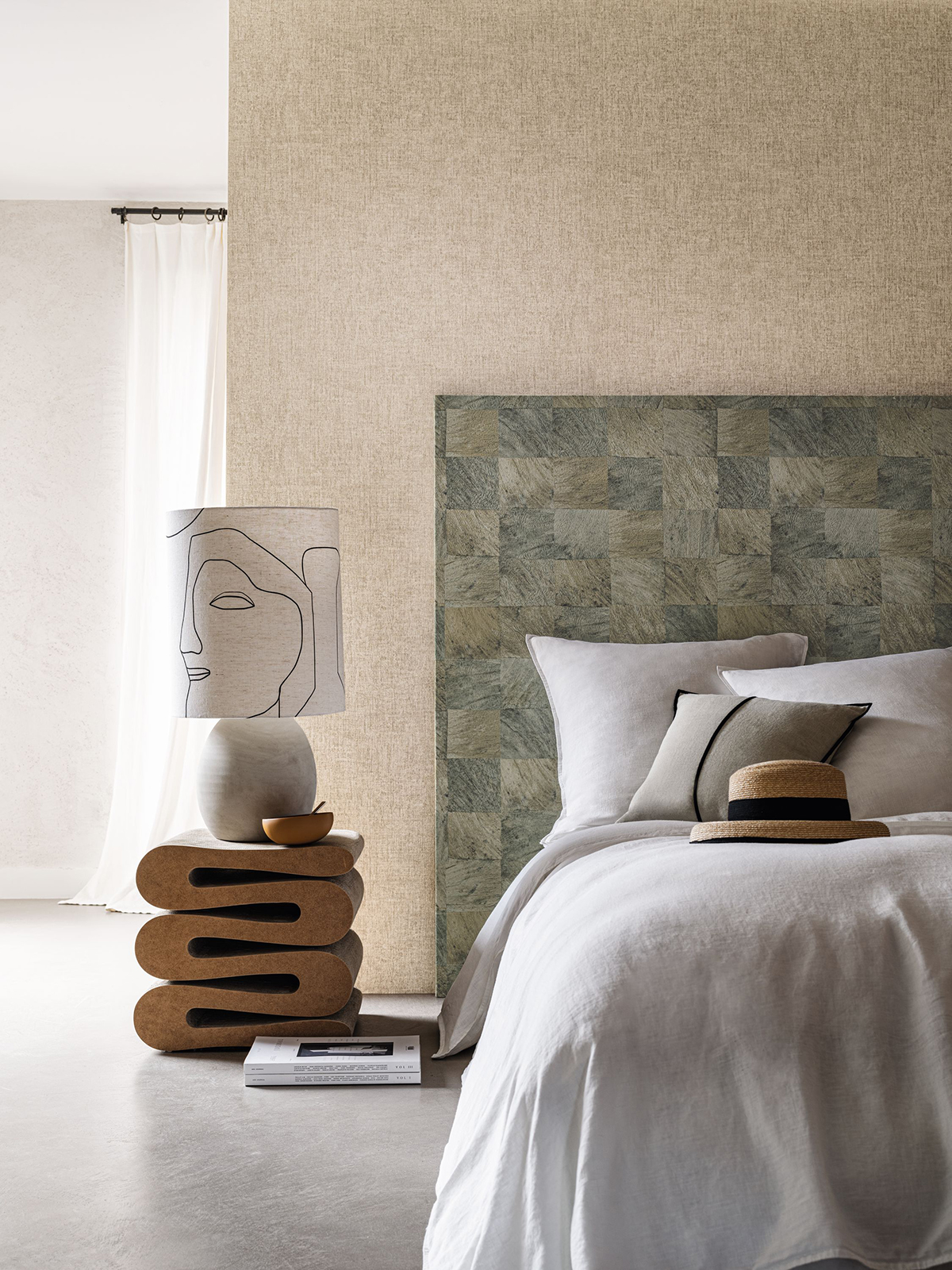 Papier peint Faux Uni Diola beige - Karabane de Casamance AMB | Réf. CAS-75150610