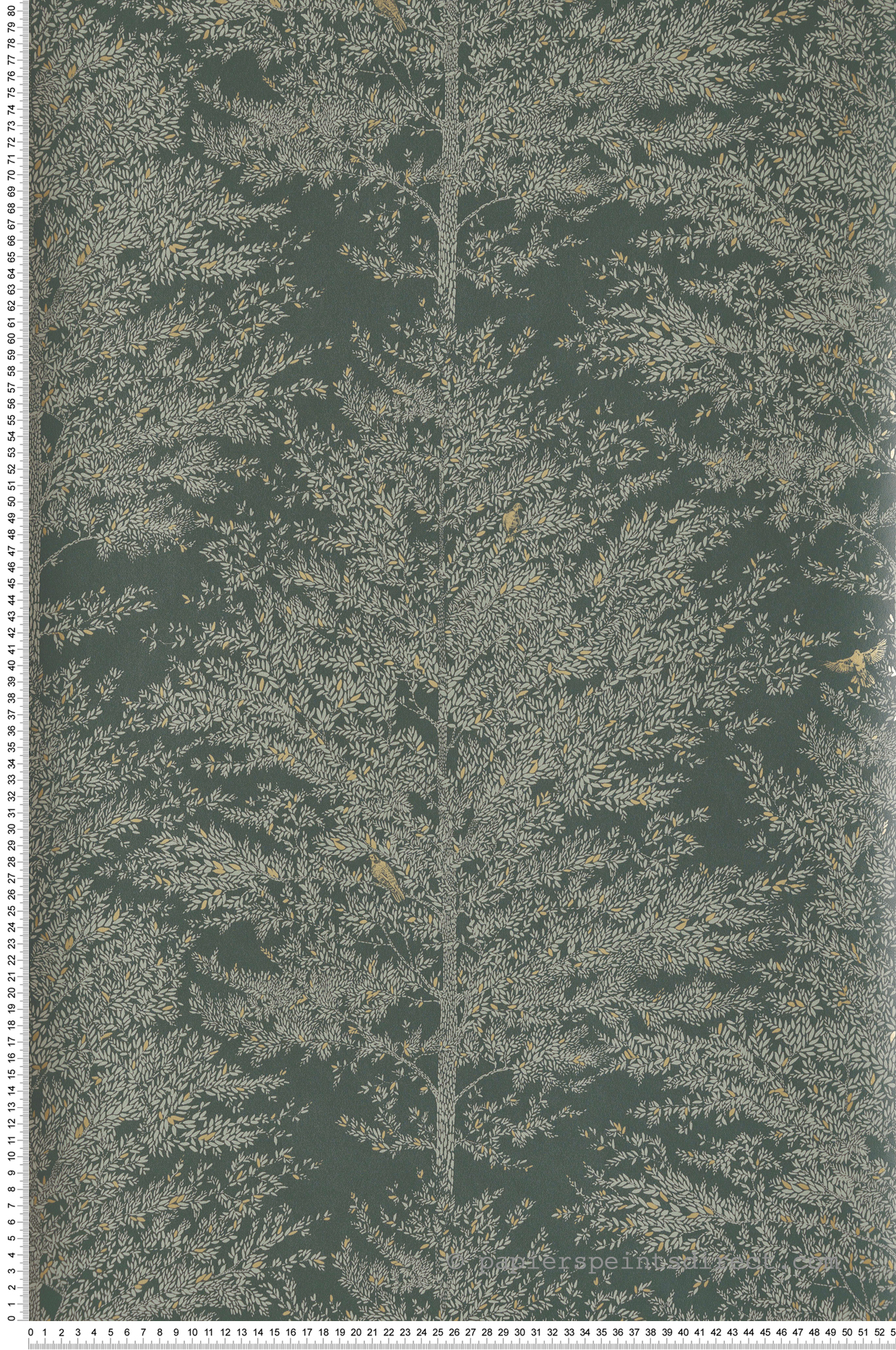 Papier peint Arbre et Oiseau Tree Of Life vert et doré - La Forêt de Casélio | Réf. FRT102977728