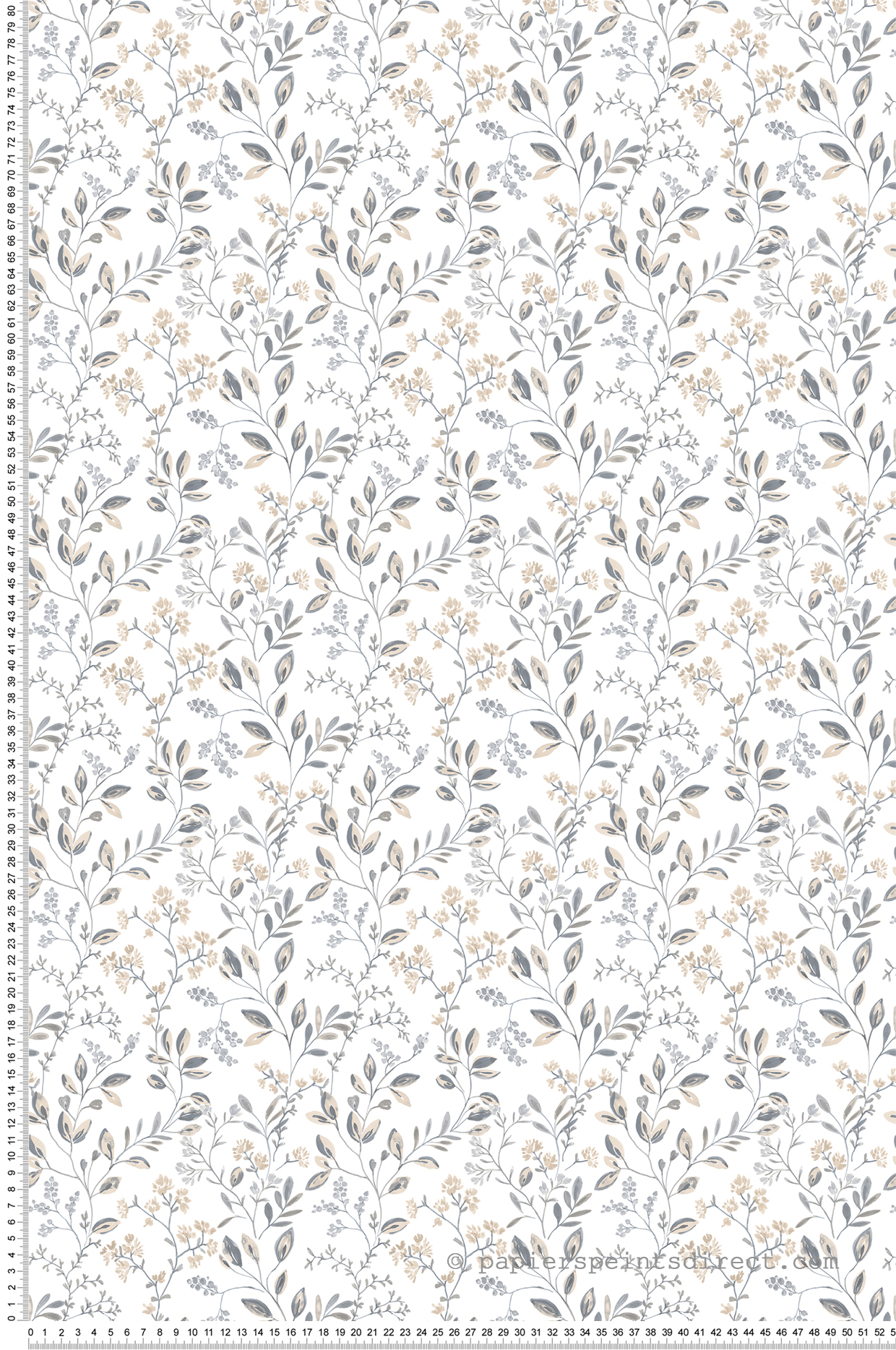 Papier peint Feuillage Printanier gris beige - Cuisine Fraicheur 6 de Lutèce | Réf. LTC-G45454