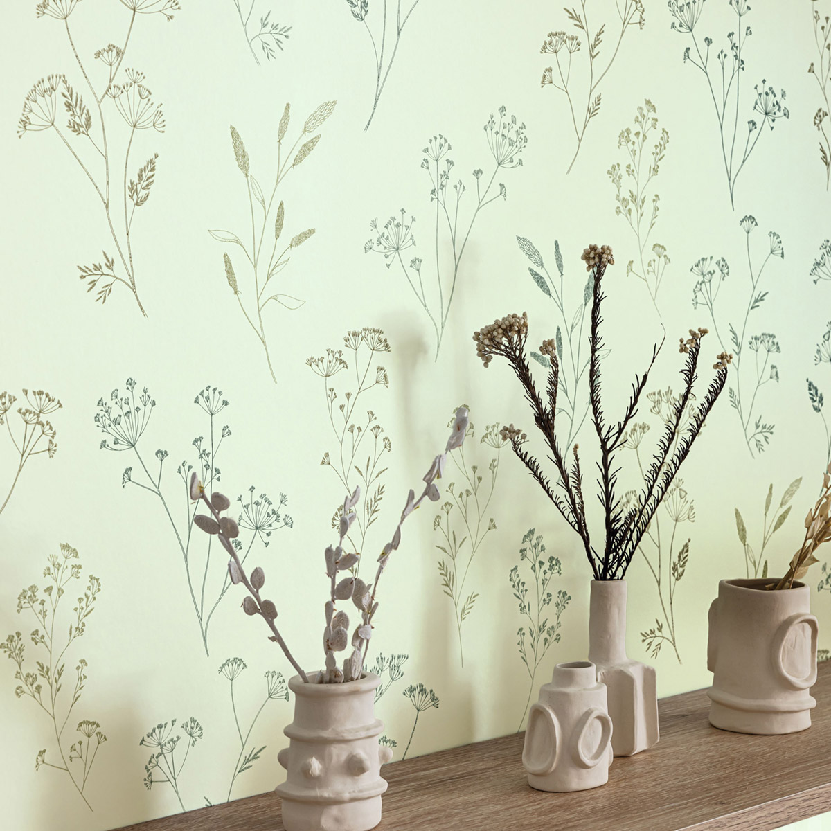 Papier peint Fleur Little Graminea vert d'eau pâle - Art of Botany de Casélio AMB2 | Réf. AOB106687158