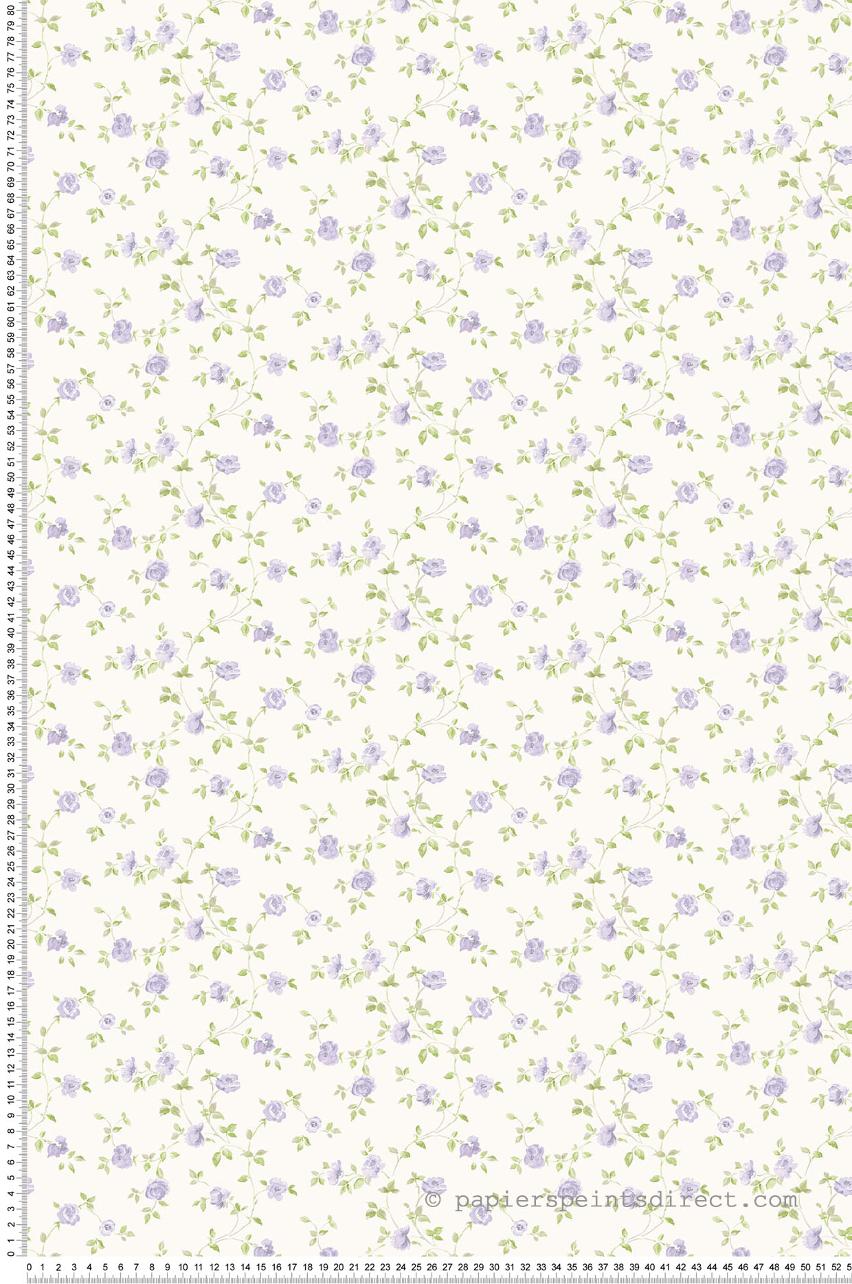 Papier peint fleurs Rosier Grimpant vert/violet - Miniatures de Lutèce | Réf. LTC-G67890