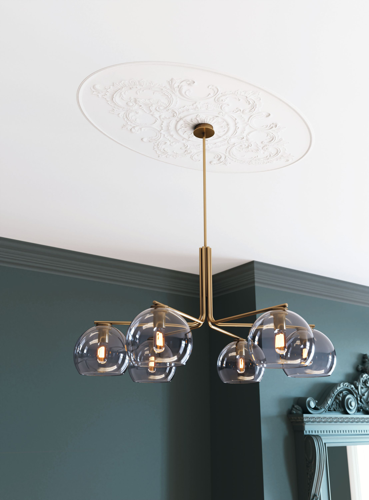 Papier peint Rosace Moulure l'Opéra blanc - Moulures & Co de Casadéco | Réf. MOCO201450304