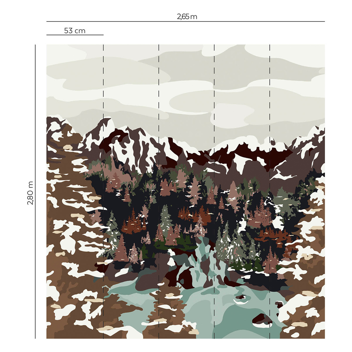 Papier peint panoramique Montagne Graphique marron - Bensimon 3 de Lutèce | Réf. LTC-51233608