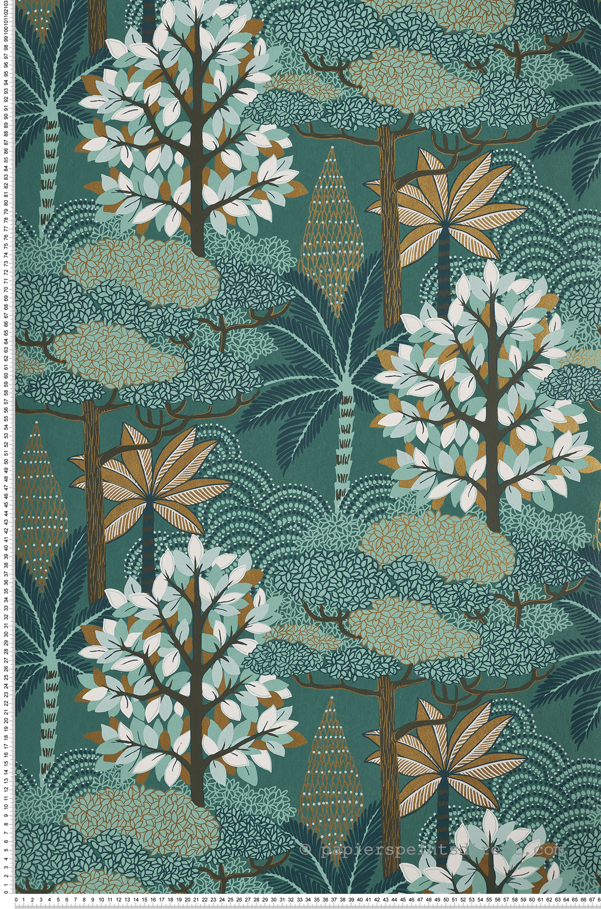 Papier peint Forêt Marakanda émeraude doré - Nuit d'Orient de Casamance | Réf. CAS-75380610