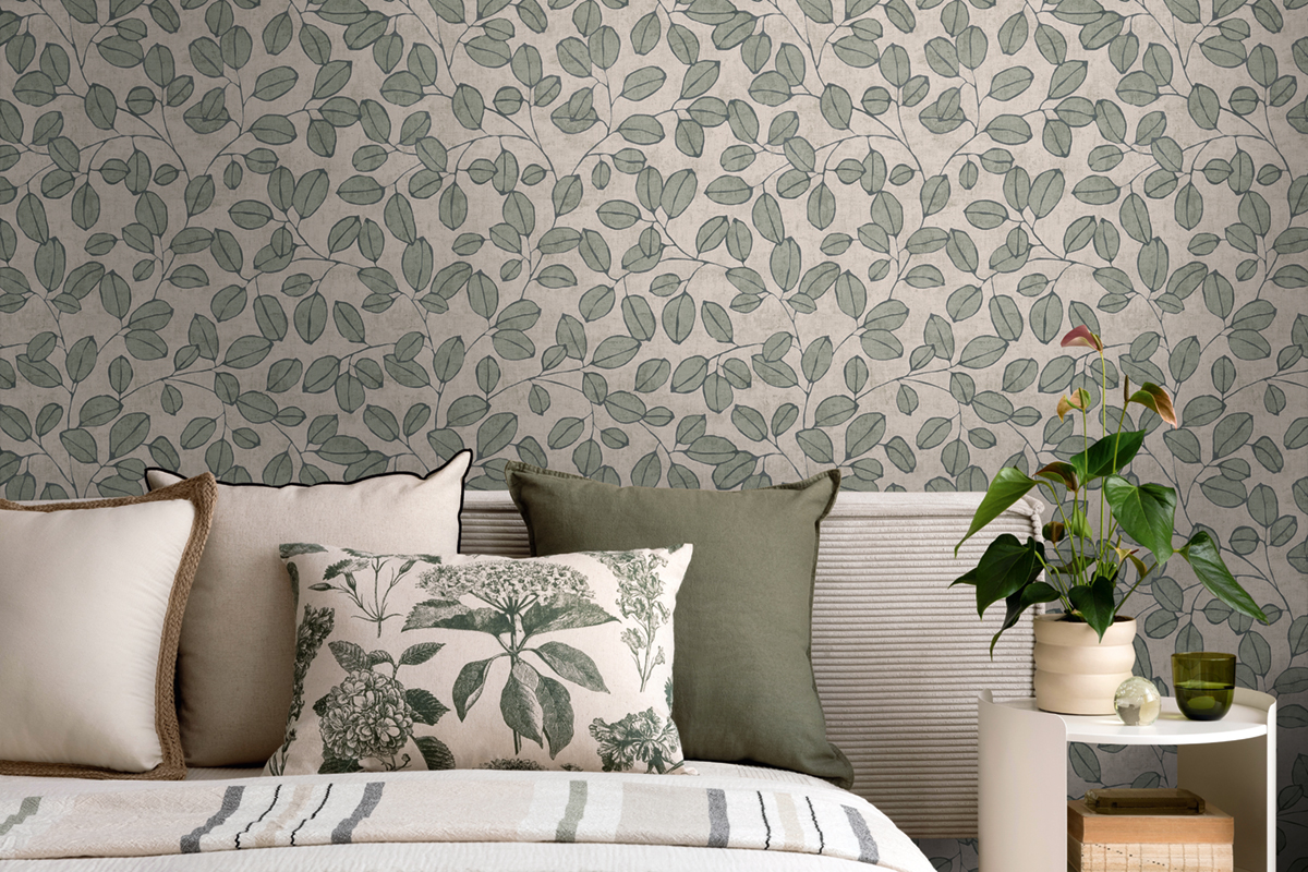 Papier peint Feuille Grain Café vert gris - Nordic Feeling d'A.S. Création AMB2 | Réf. AS-791481