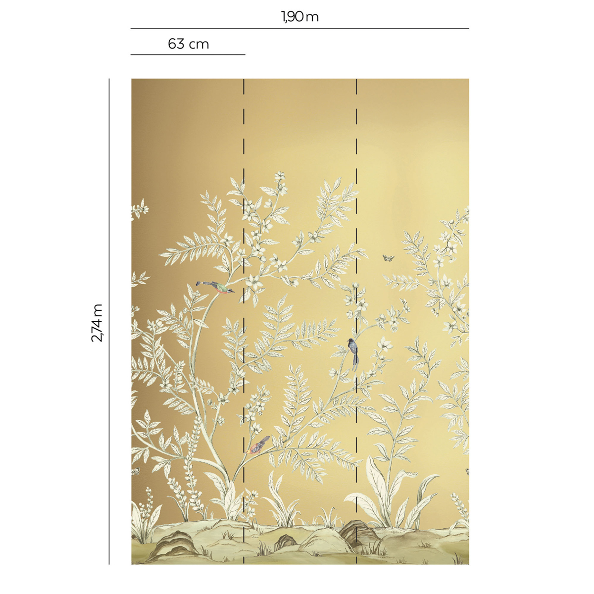 Papier peint panoramique Nature Vigne doré - Daisy Bennett d'Initiales AMBR | Réf. INI-DB33806M