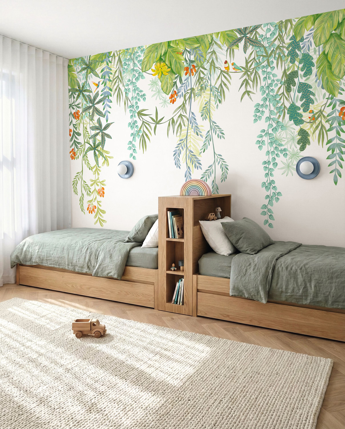 Papier peint Panoramique Feuillage Fairy Canopy multicouleurs 300X280 - Happy Kids Club de Casélio | Réf. HKC107718808