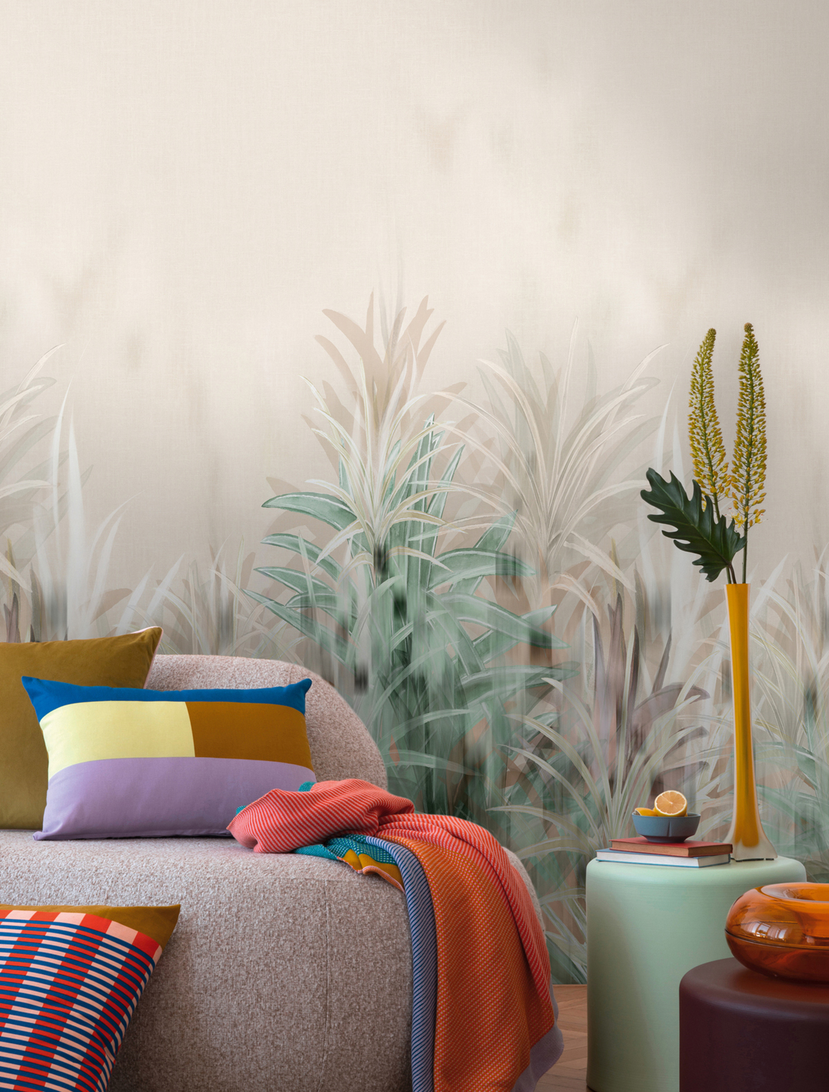 Papier peint panoramique Végétal Brookfield Place vert beige - Cosmoliving d'A.S. Création | Réf. AS-791459