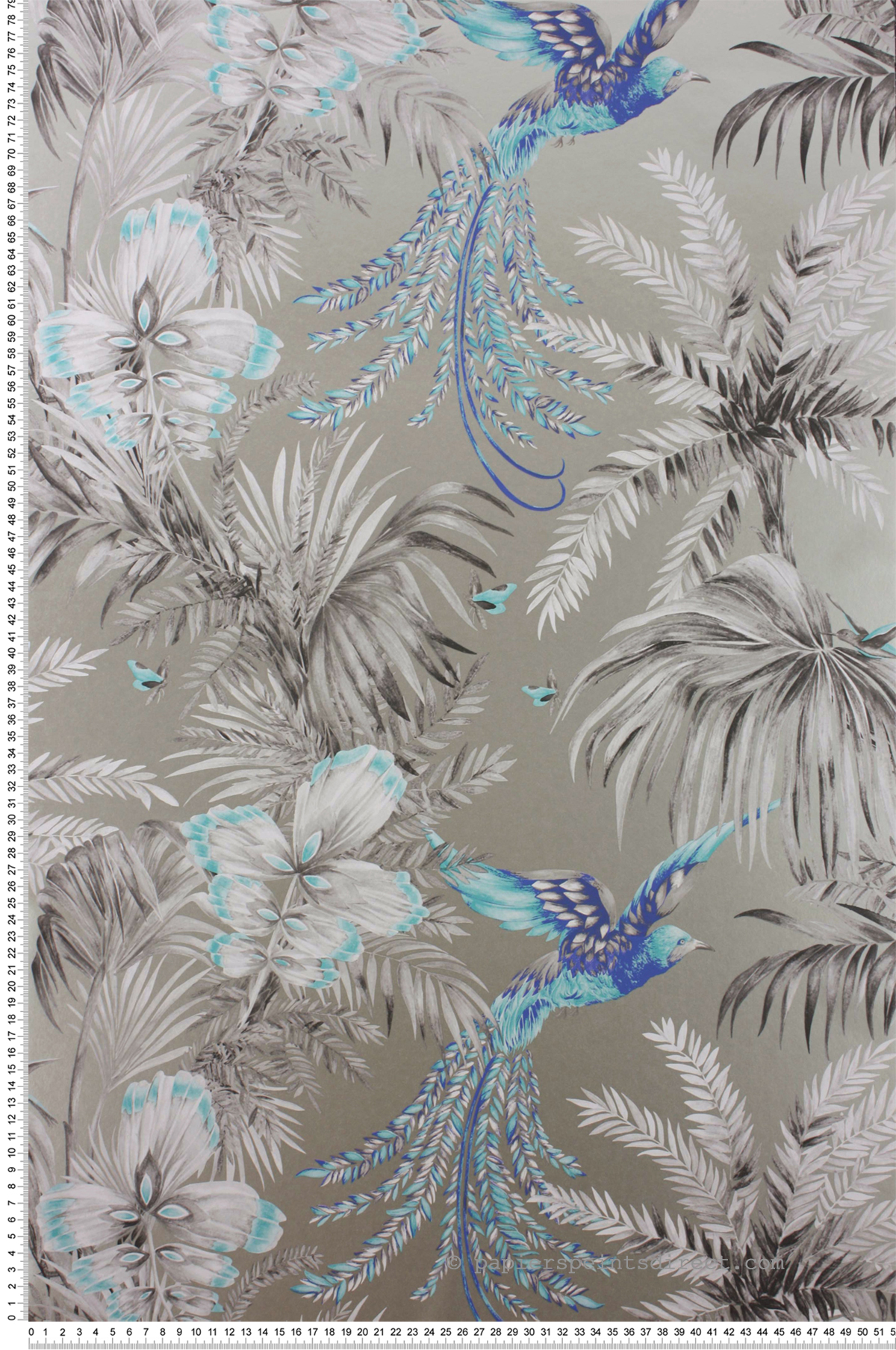 Papier peint Oiseaux Tropicaux bleu et argenté - The Wallpaper Collection de Matthew Williamson | Réf. OSB-W6655-06