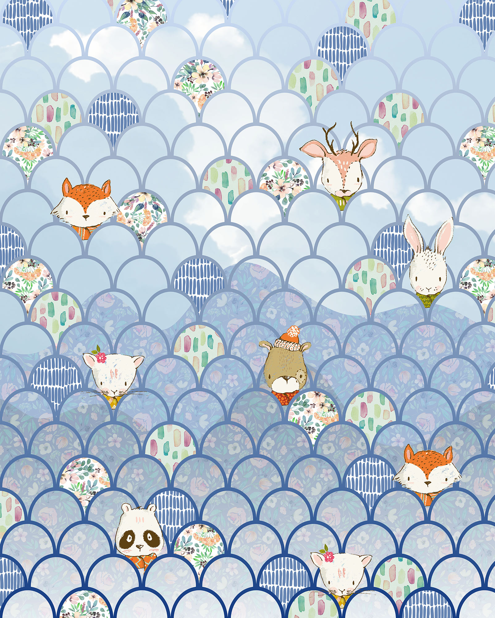 Panoramique Shelly Bluewave - Papier peint Komar