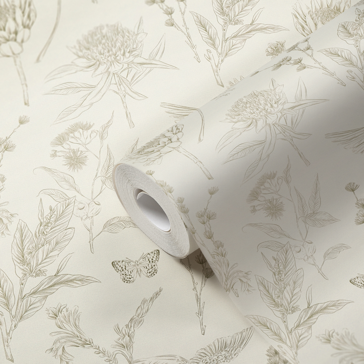 Papier peint Oiseau Nature Papillon vert blanc - Drawn Into Nature de Livingwalls AMB4| Réf. 39429-3