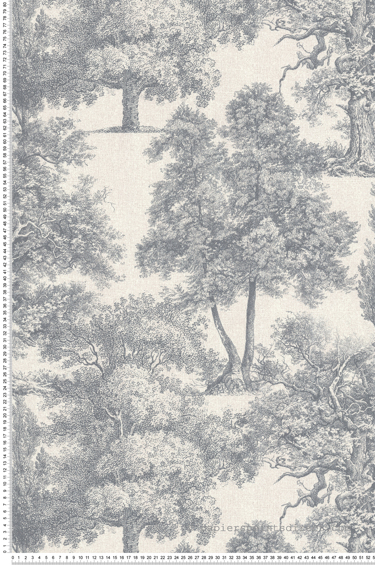 Papier peint Forêt Toile De Jouy bleu grège - Séjours & Chambres de Lutèce | Réf. LTC-11220501