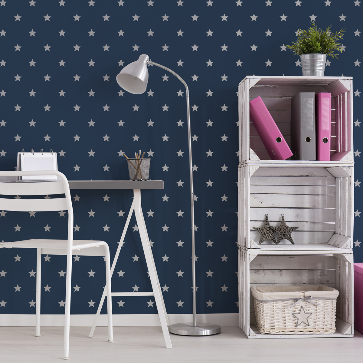 Papier peint Étoile Uniforme bleu marine argenté - Imagine de Lutèce AMB2 | Réf. LTC-DL27584