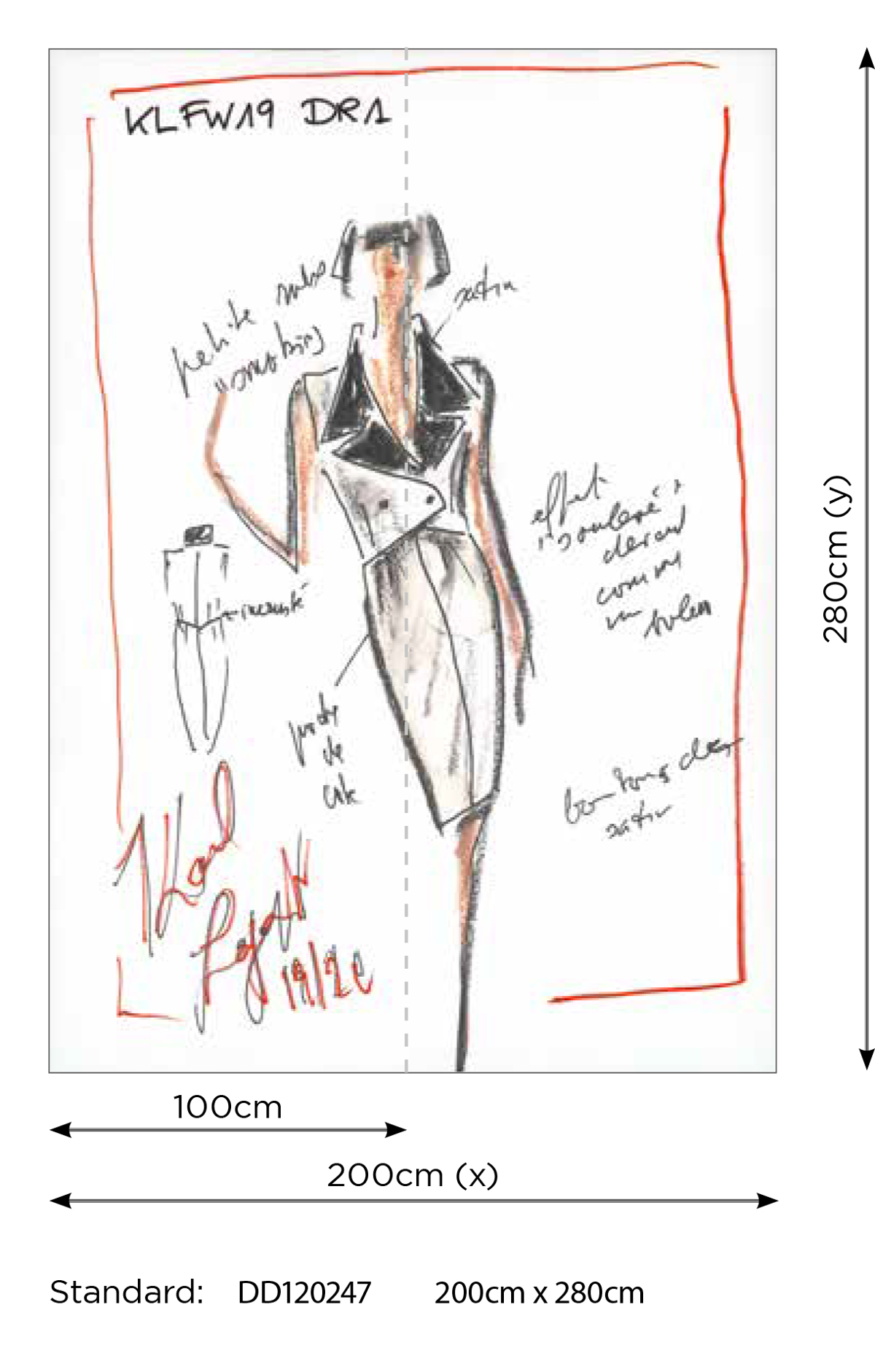 Papier peint panoramique Croquis Mode blanc - Karl Lagerfeld de Montecolino | Réf. MC-DD120247