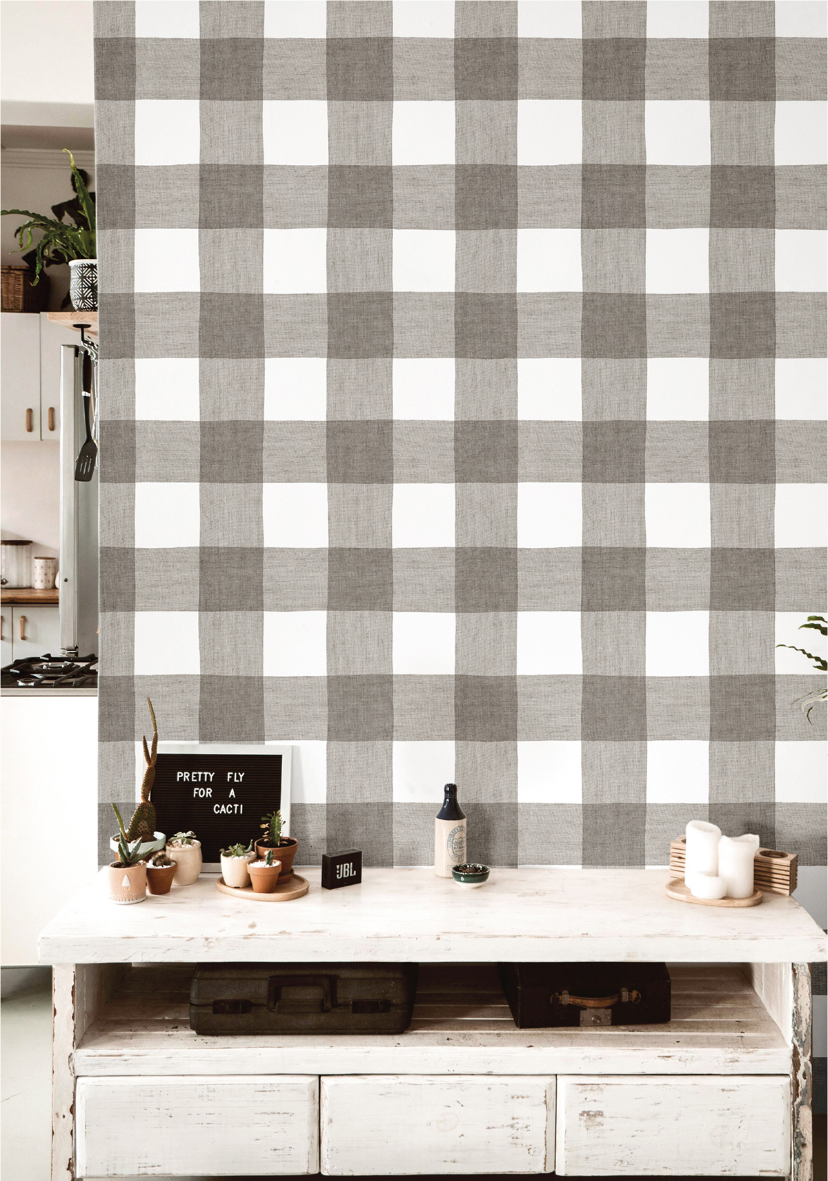 Papier peint Vichy Grands Carreaux gris anthracite - Stripes & Checks de Montecolino | Réf. MC-ST38433