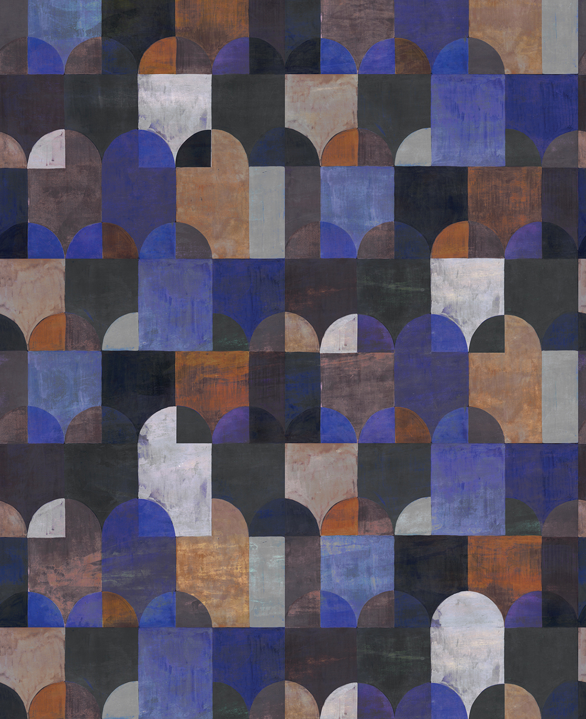 Papier peint panoramique Art Déco Arc bleu roi - A et B H260 - Wall Designs IV de Masureel | Réf. MAS-DG4ILA206X-260