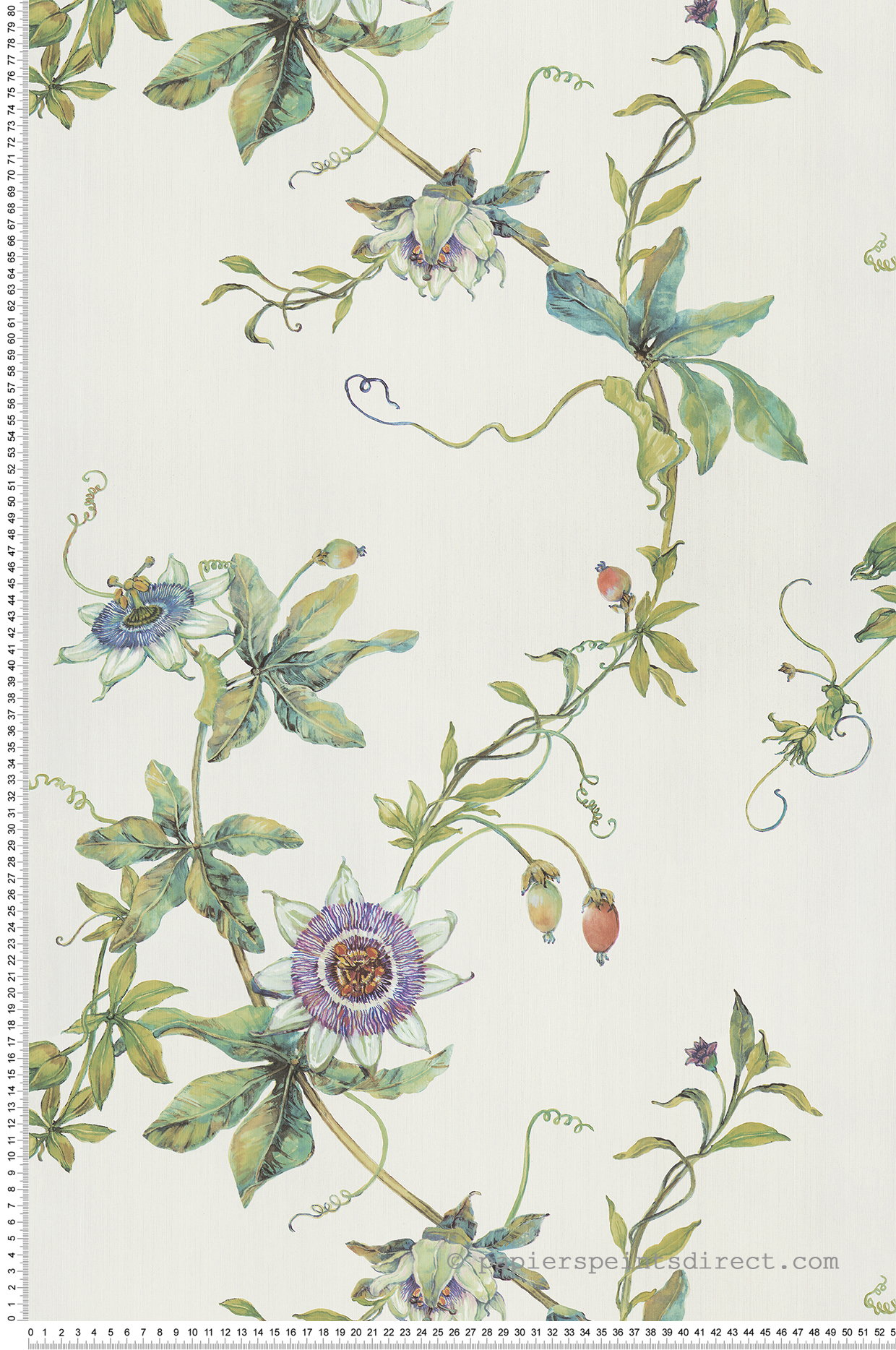 Papier peint Fleur Passiflore vert blanc - Lovy de Lutèce | Réf. LTC-LOV904