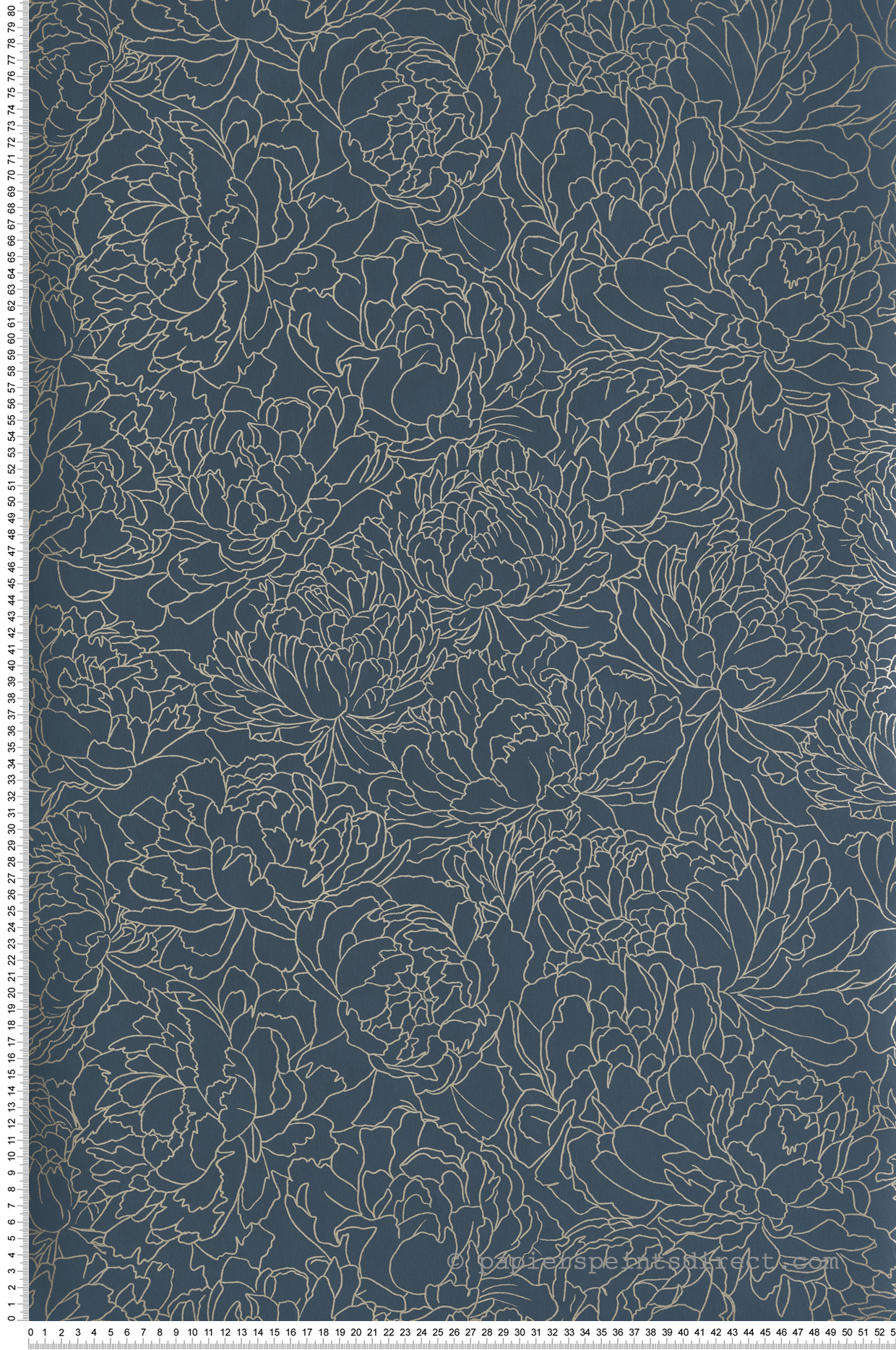 Papier peint Fleurs Graphique Glow bleu pétrole doré - Light de Casélio | Réf. LIG106616026