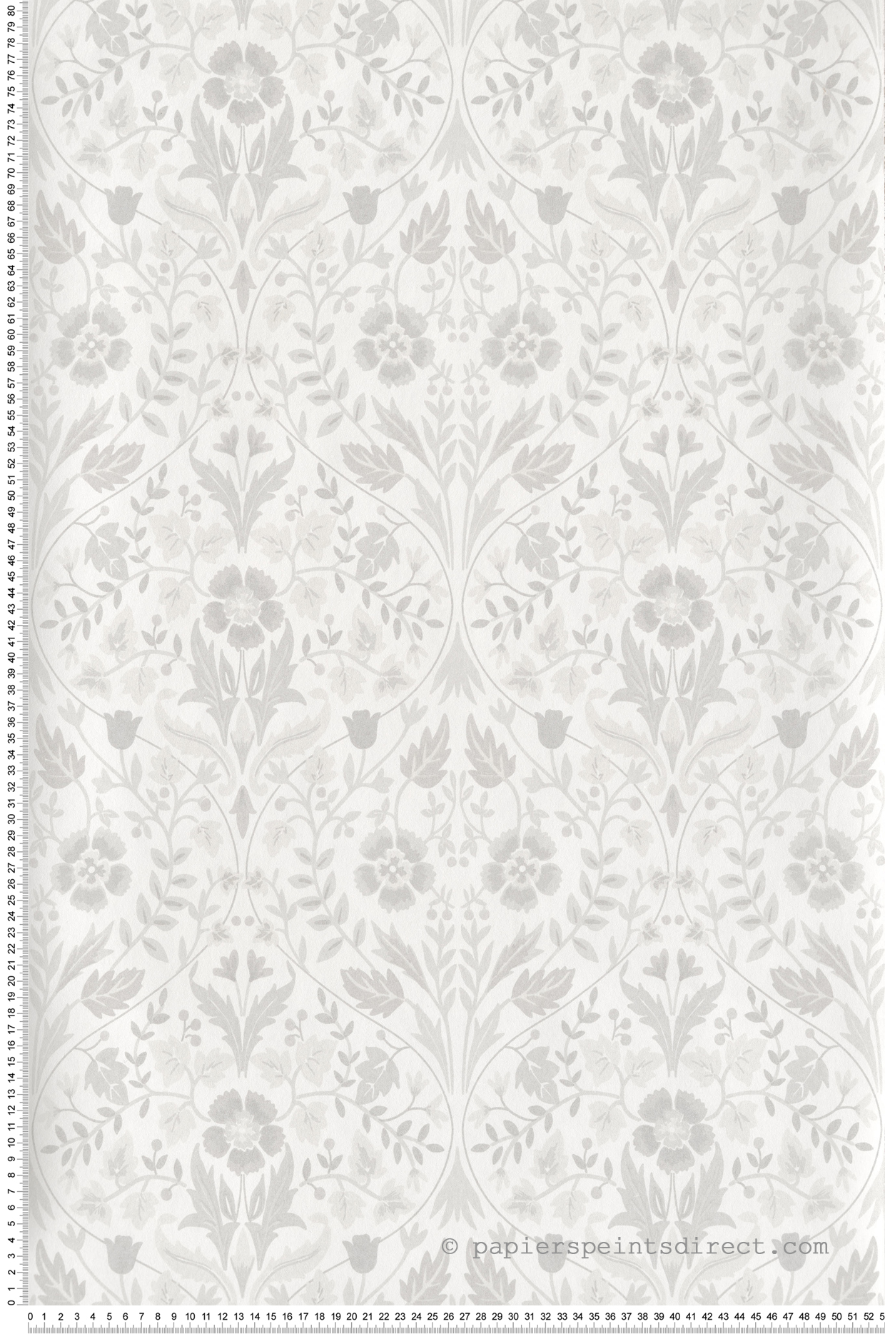 Papier peint Fleuri Anglais Archibald blanc gris - Arts & Crafts de Casadéco | Réf. ARCR86330110