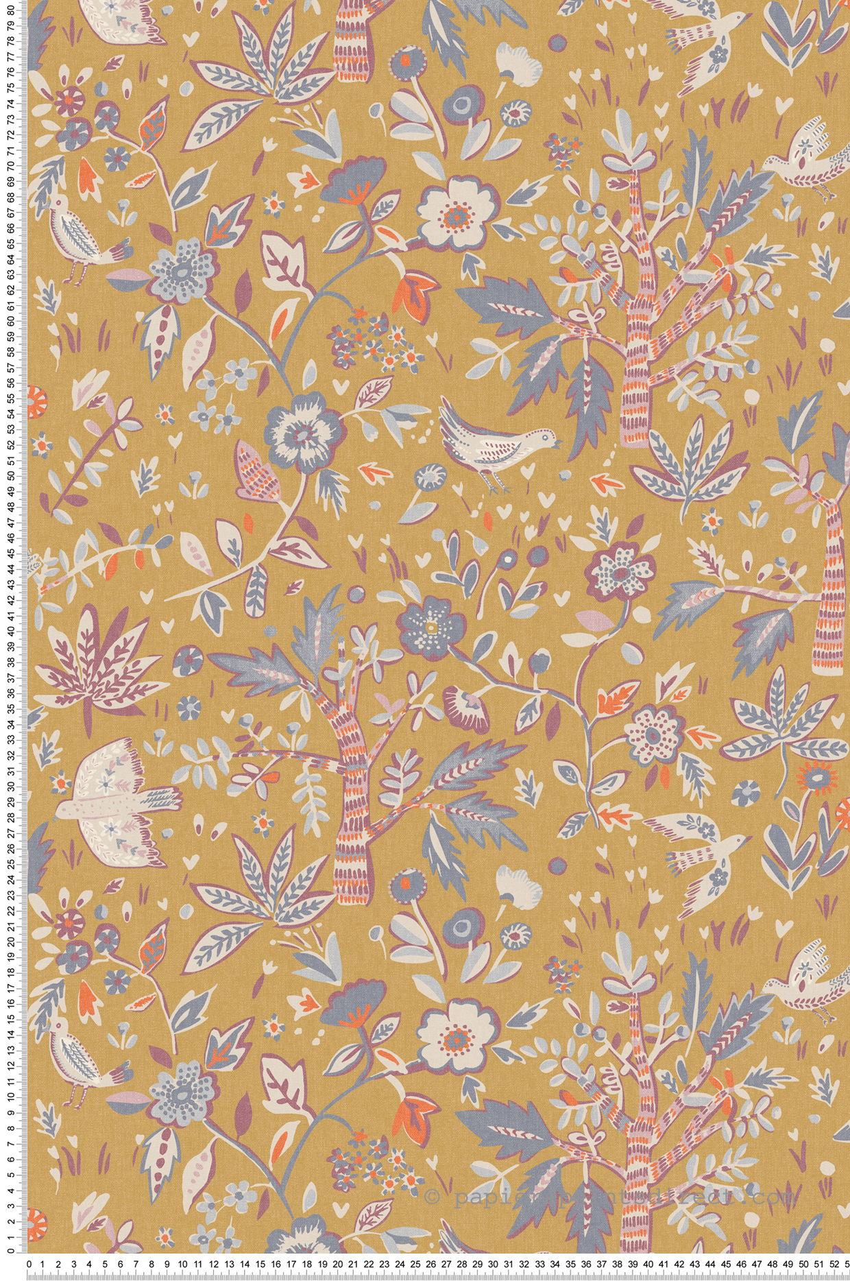 Papier peint Arbre et Oiseaux Echappée jaune - Bohème de Casélio | Réf. BOM103152243