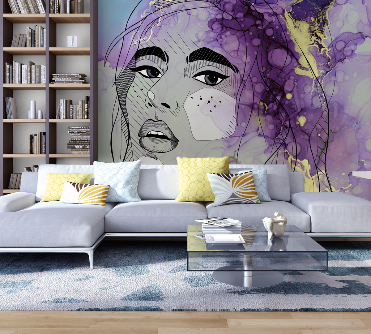 Papier peint panoramique Portrait Aquarelle Lady 1 - Référence DD120009 - Intissé 200g/m2 - Standard 200 x 270