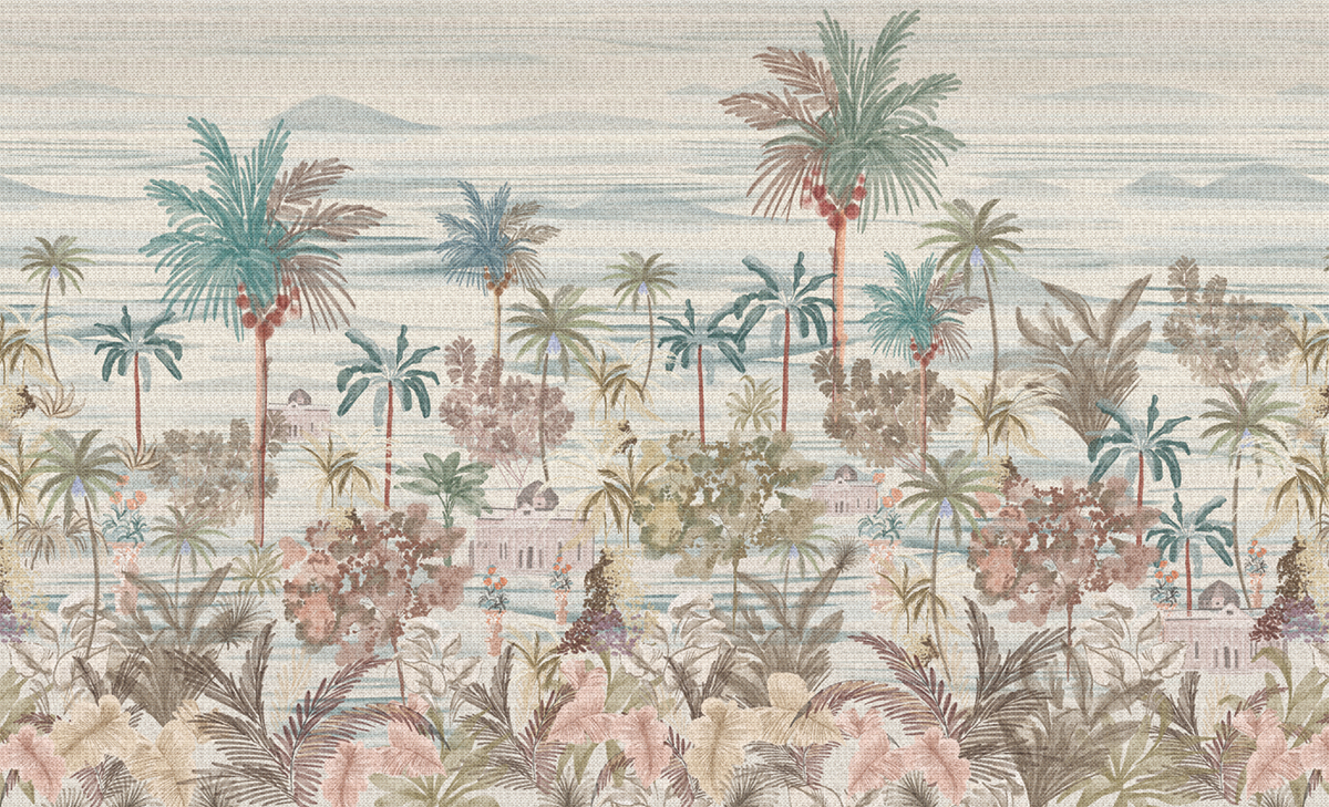 Papier peint panoramique Jungle Oasis bleu - Architexture de Montecolino | Réf. MC-AZ57778