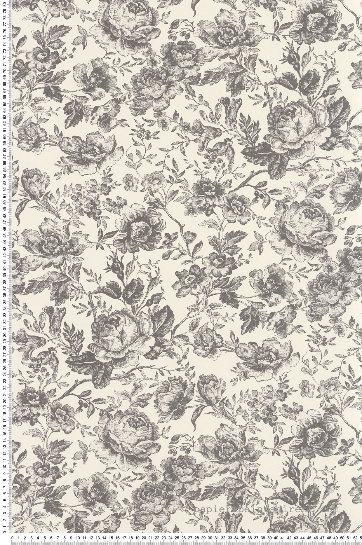 Papier peint Fleuri Celestine anthracite - Les Belles Toiles De Jouy 2 de Casadéco | Réf. BTJD201729909