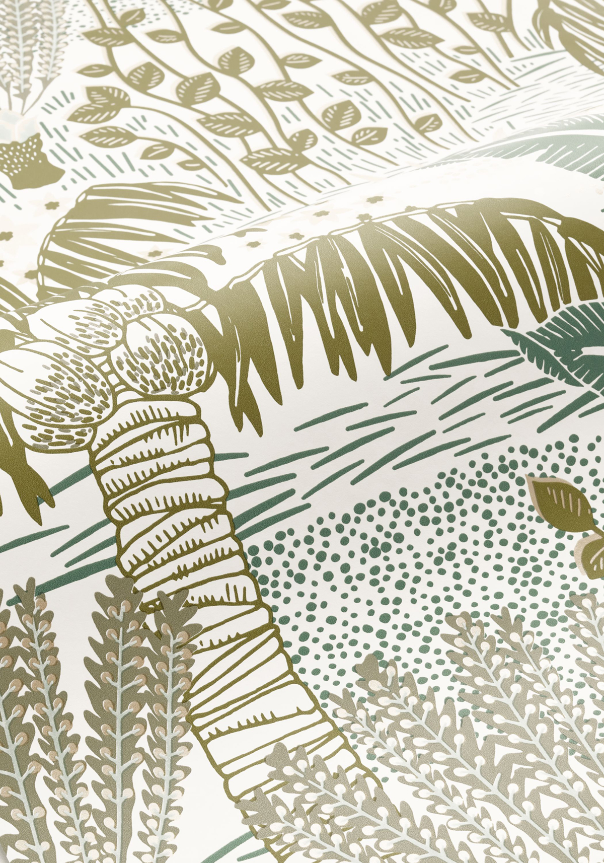 Papier peint Palmier Palmeraie vert bleu - L'Epopée de Casélio | Réf. EPO103697172