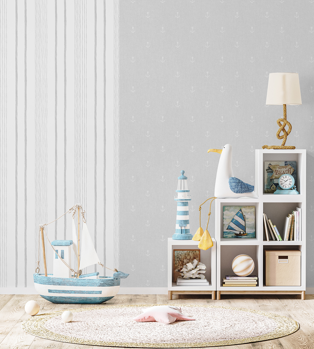Papier peint Ancre Marine gris - La belle histoire d'Ugépa | Réf. UGP-A82809
