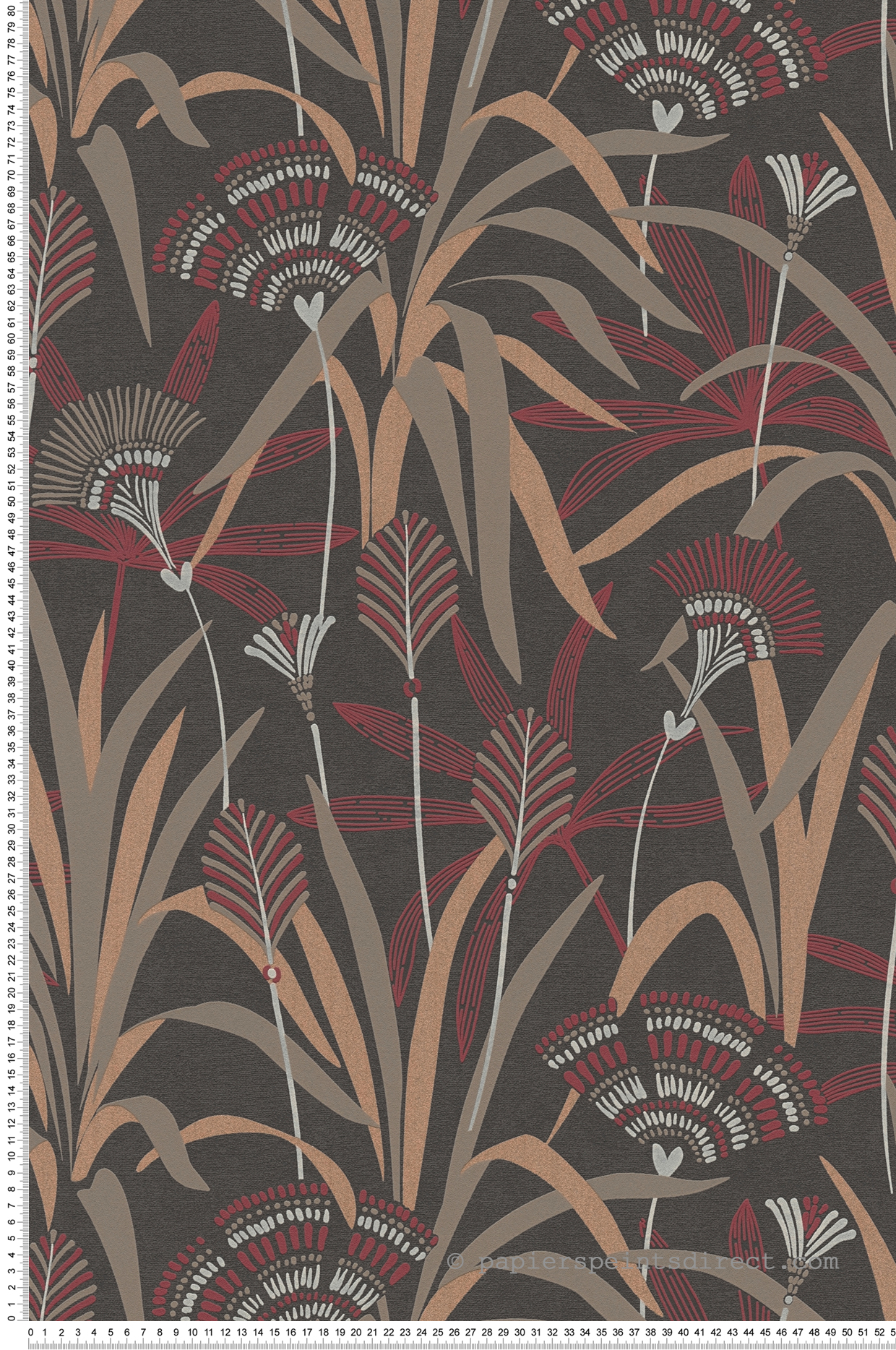 Papier peint Végétal Fleuri 1900 noir rouge - French Affair d'A.S. Création | Réf. AS-399364
