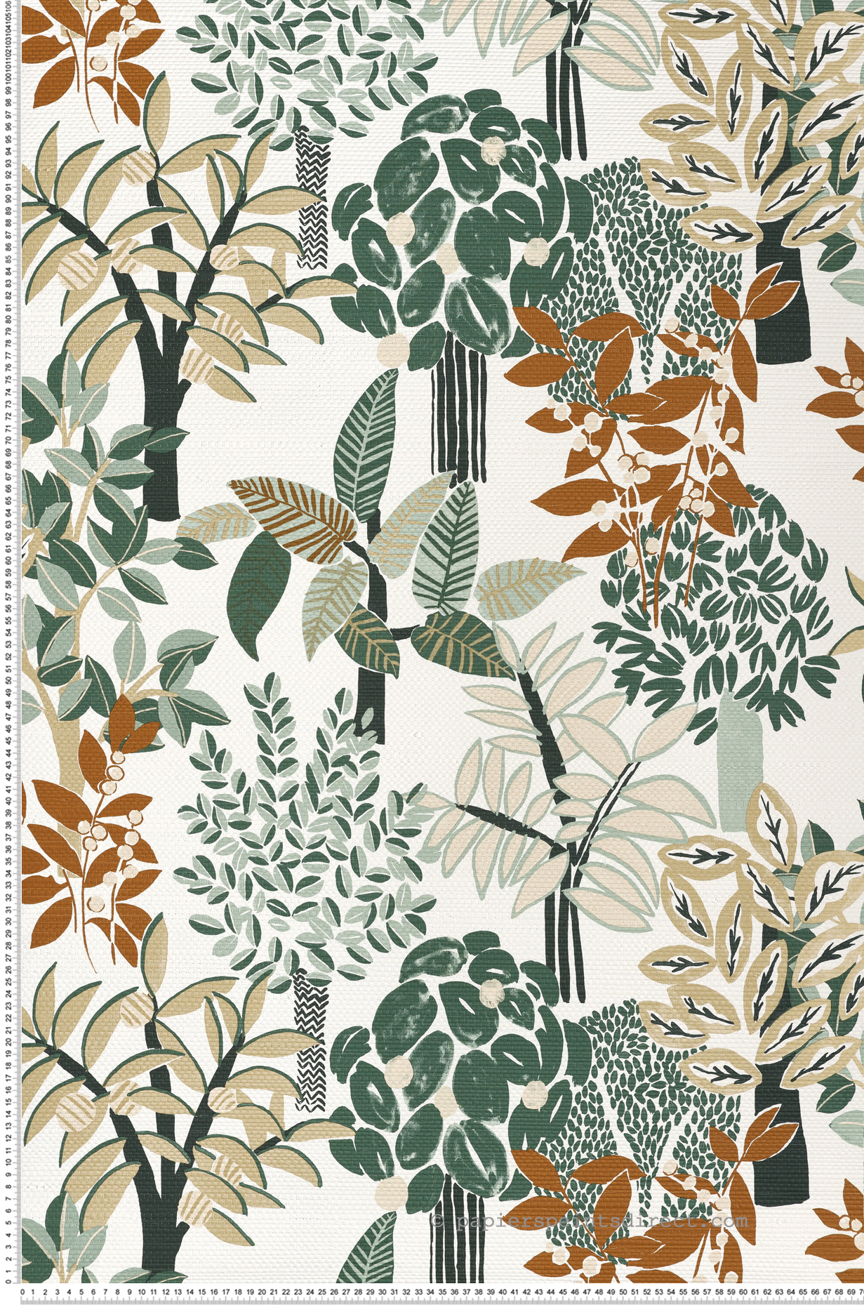 Papier peint Feuillage Peradeniya blanc émeraude - Golfe du Bengale de Casamance | Réf. CAS-75940202