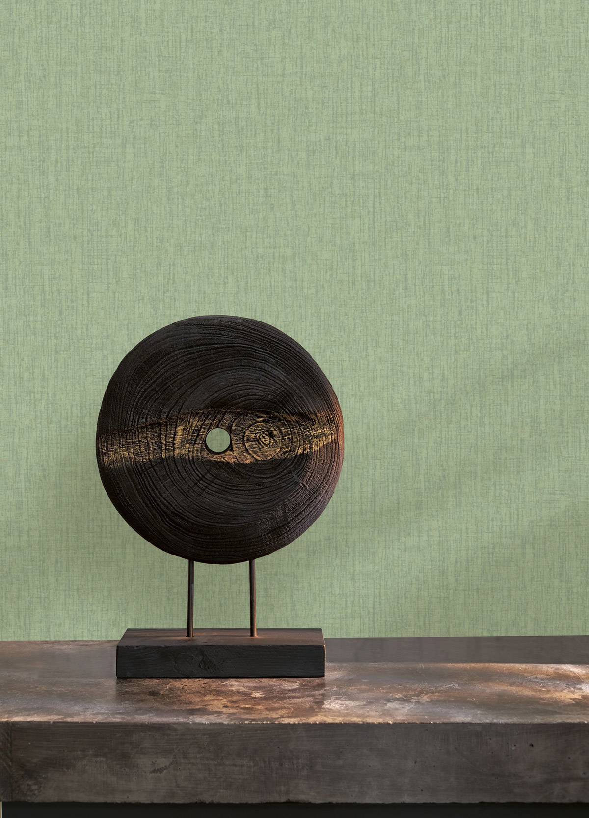 Papier peint Faux uni Ecorce Scribe vert amande - Babylone de Casadéco | Réf. BBLN89757183