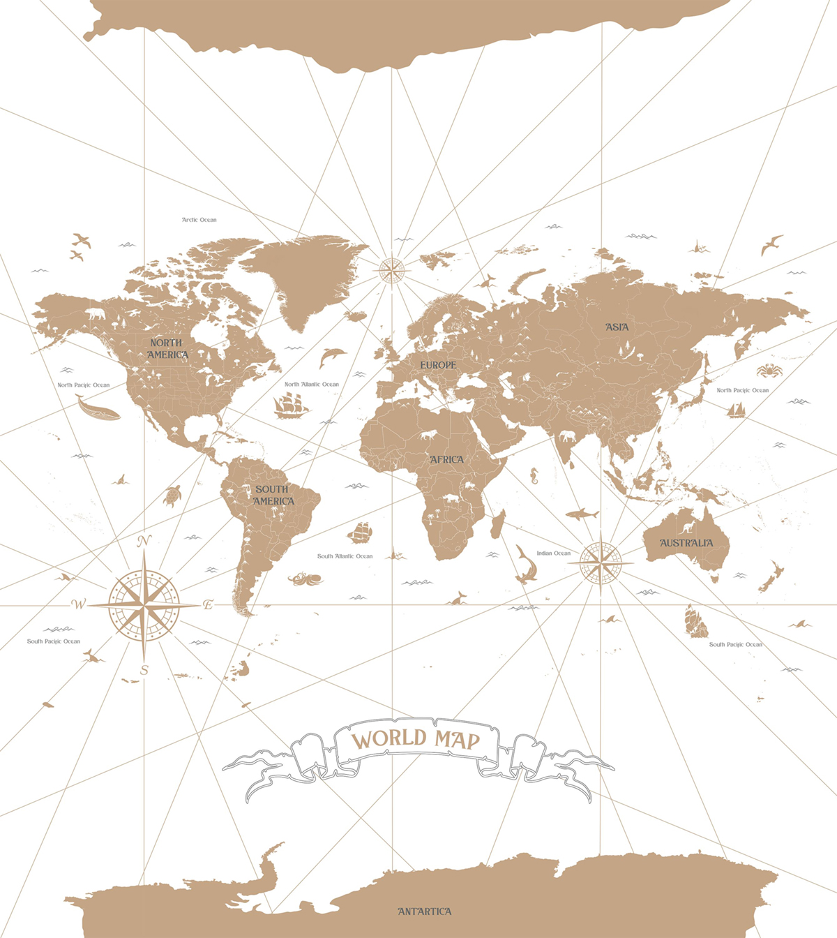 Papier peint panoramique Carte Travel Is My Therapy blanc 200x280 - Young & Free de Casélio | Réf. YNF103410101