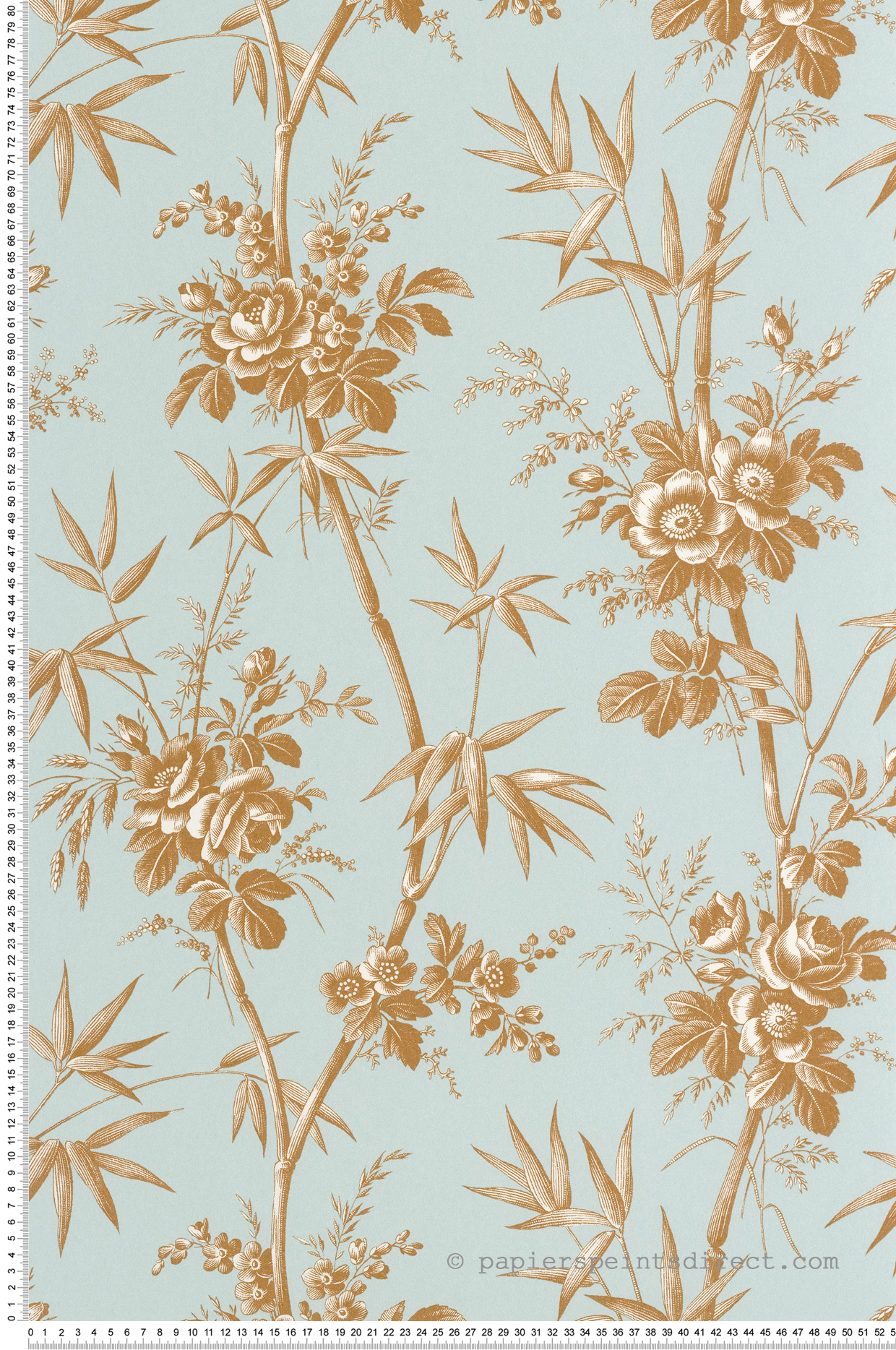 Papier peint Fleurs Flânerie bleu doux - Les Belles Toiles De Jouy 2 de Casadéco | Réf. BTJD201706363