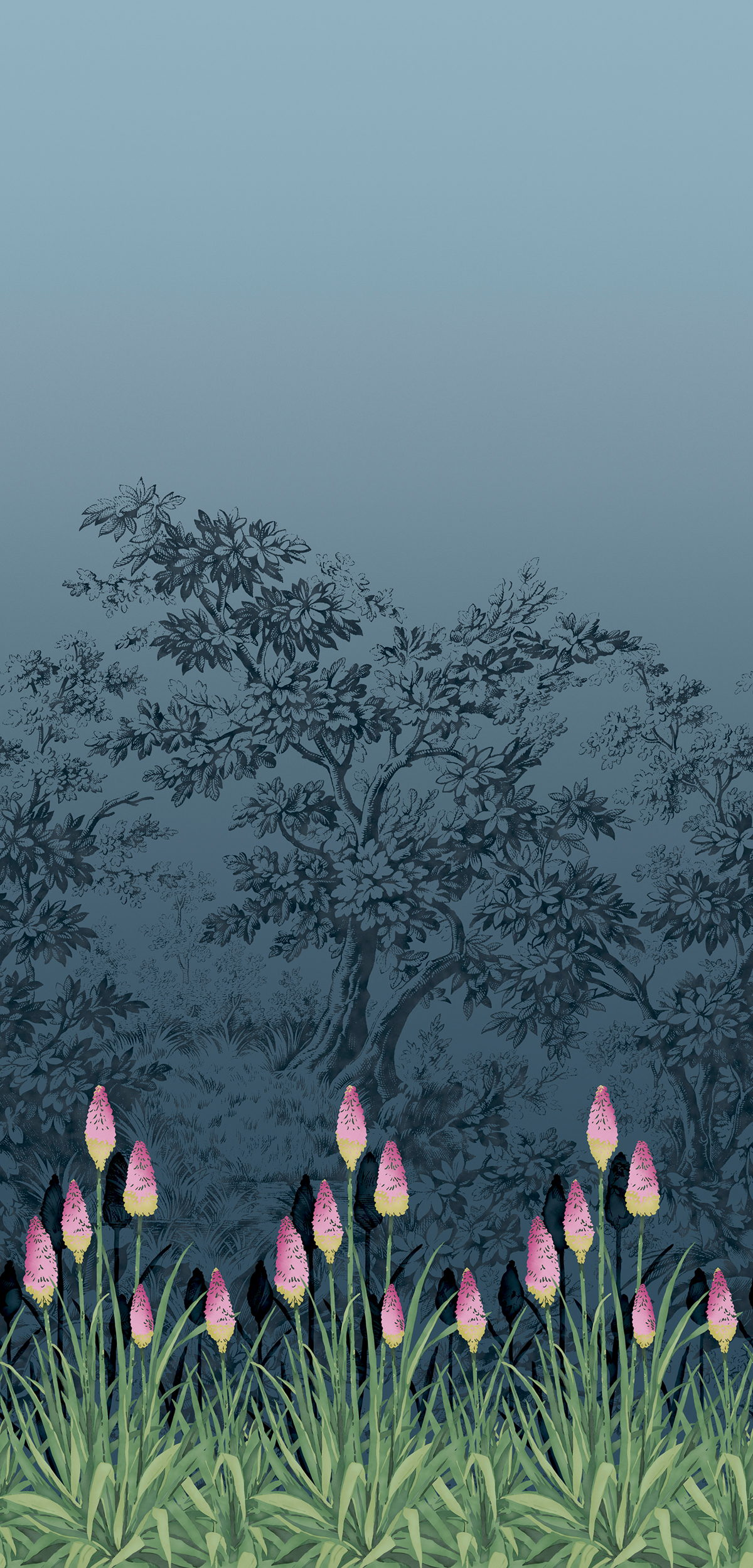 Papier peint panoramique Arbre Upper Brook St. Twilight - National Trust Papers 3 de Little Greene | Réf. 0263UBTWILI