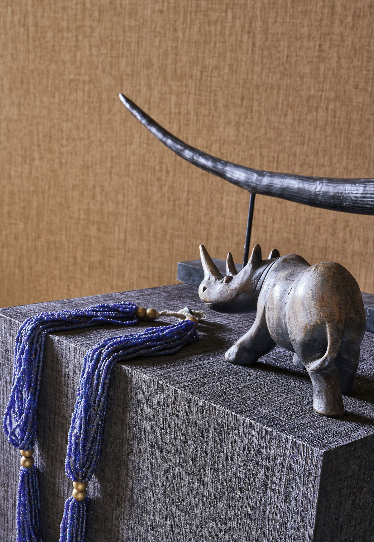 Papier peint Faux uni Ecorce Scribe beige corde - Babylone de Casadéco | Réf. BBLN89751992