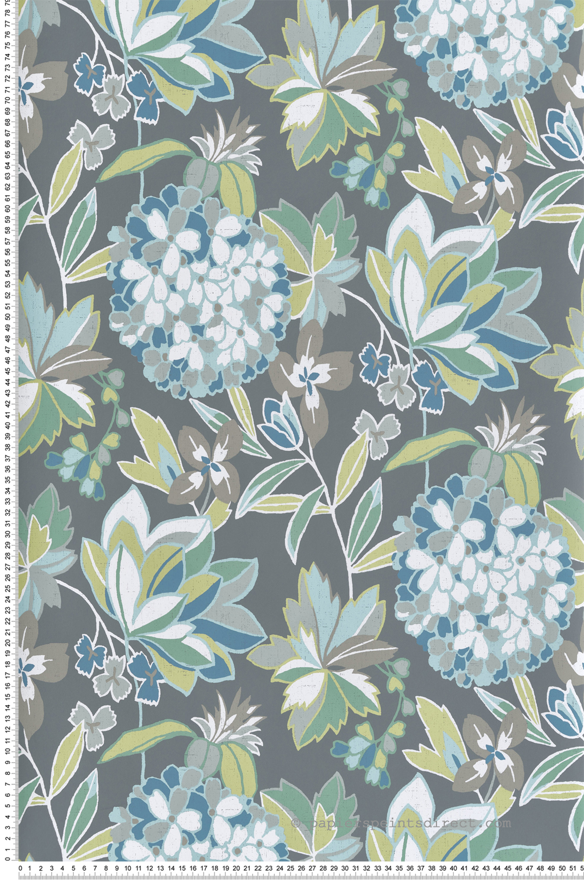 Papier peint Floral Valdivian bleu vert - Harmony de Lutèce | Réf. LTC-FD27227