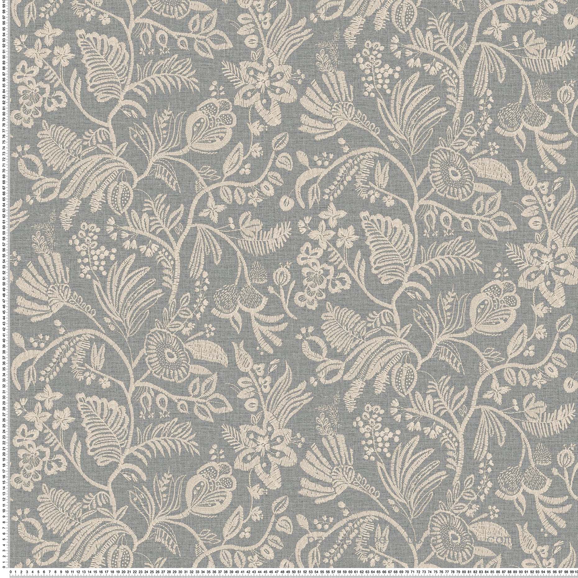 Papier peint Brodé Floral Pastel pierre bleu - Broderies de Casamance | Réf. CAS-76960508