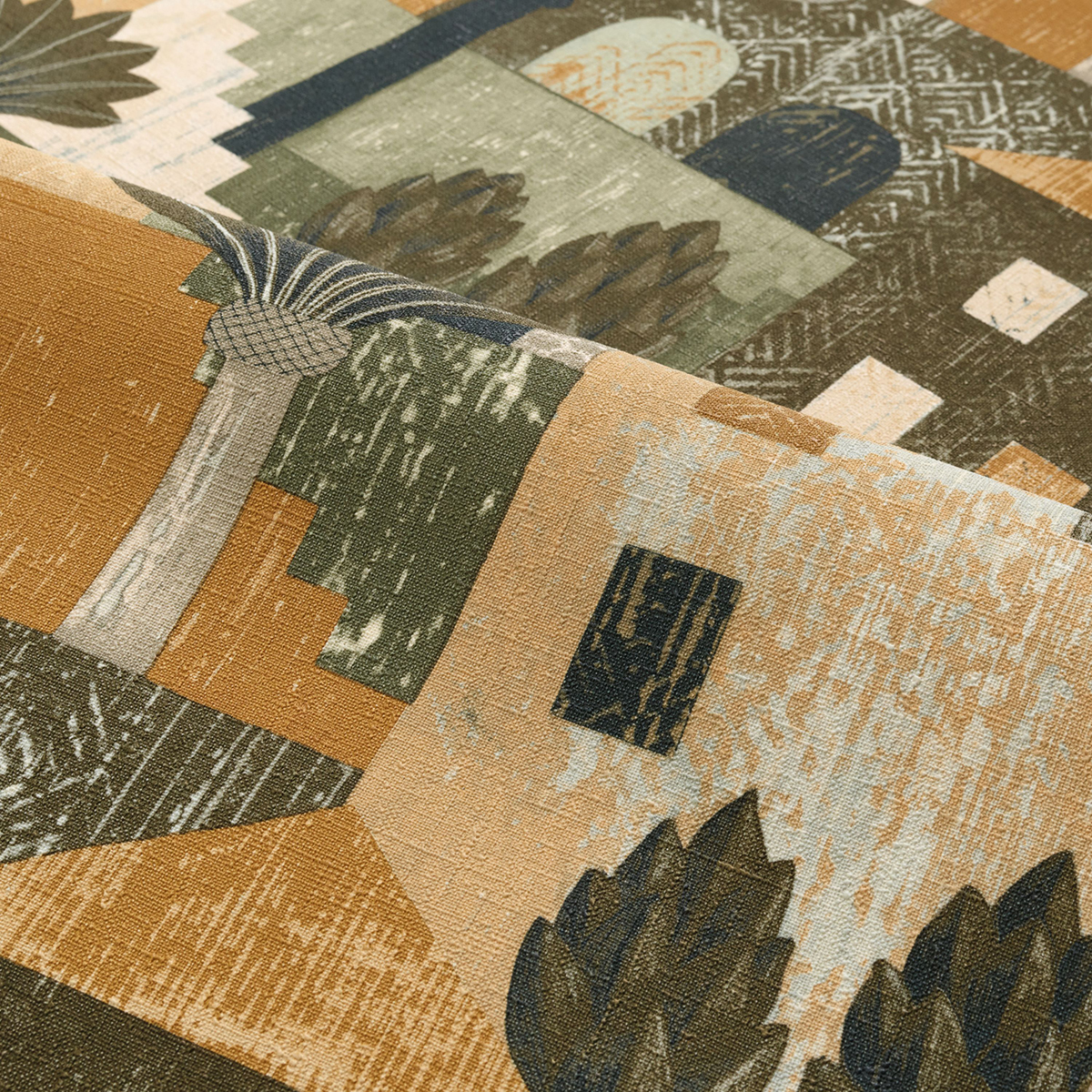 Papier peint Maison Monterosso kaki moutarde - Aventura de Casamance | Réf. CAS-75541936