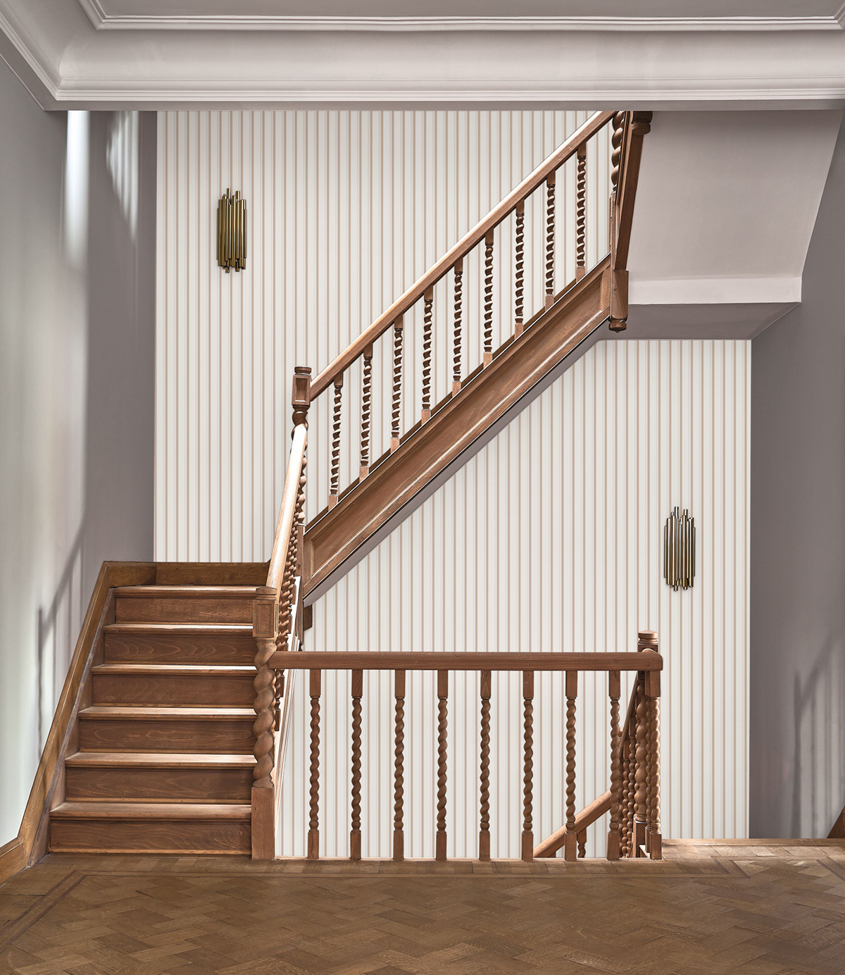 Papier peint Rayure Country Club beige nacré - Derby de Casadéco | Réf. DERB89320129