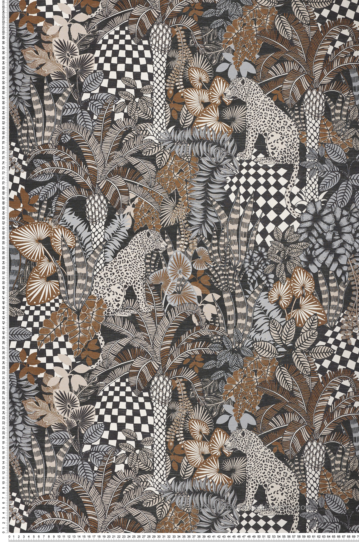 Papier peint Jungle Belize Damier noir beige - Aventura de Casamance | Réf. CAS-75500406