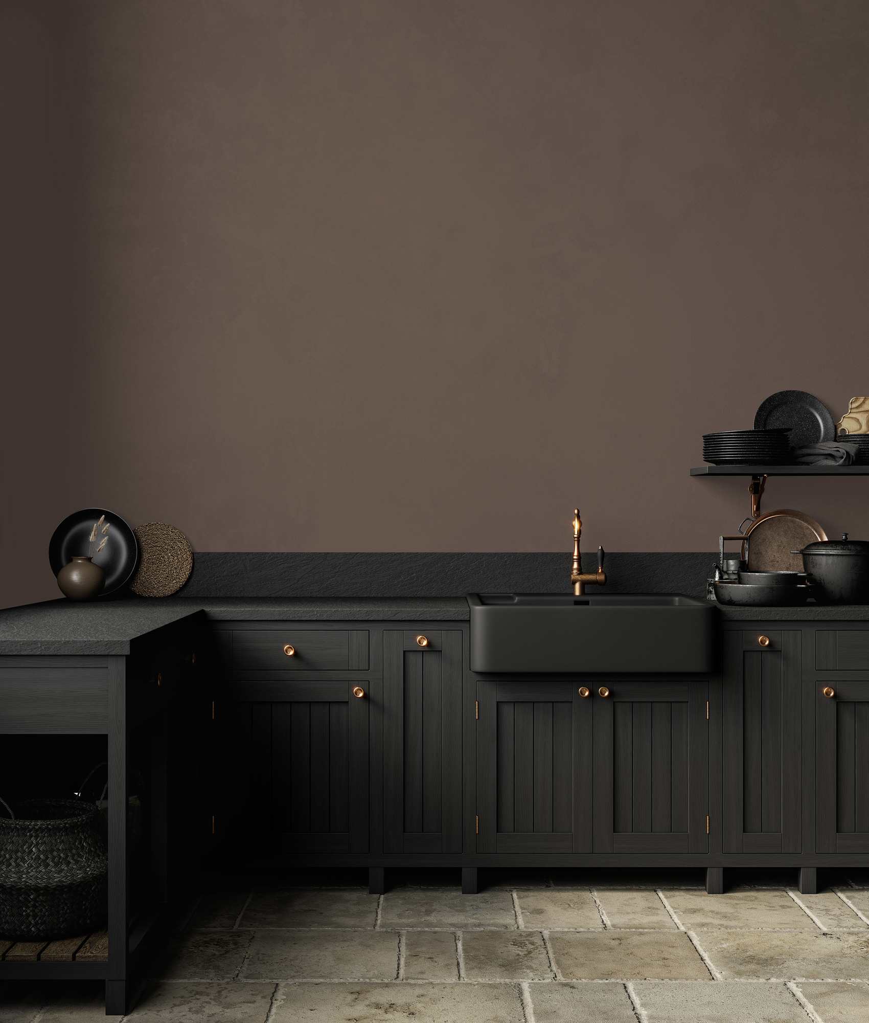 Photo numéro 2 d'une pièce avec un mur peint avec la peinture  Puro marron soothing brown - c7021