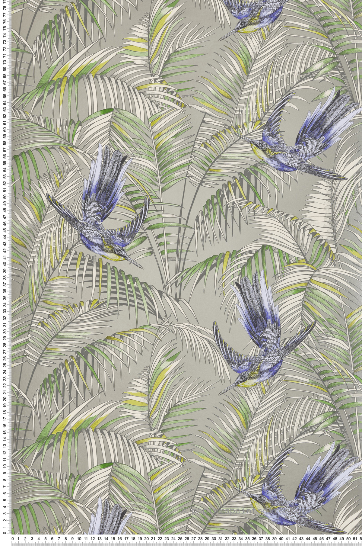 Papier peint Oiseaux Tropicaux vert et argenté - The Wallpaper ...