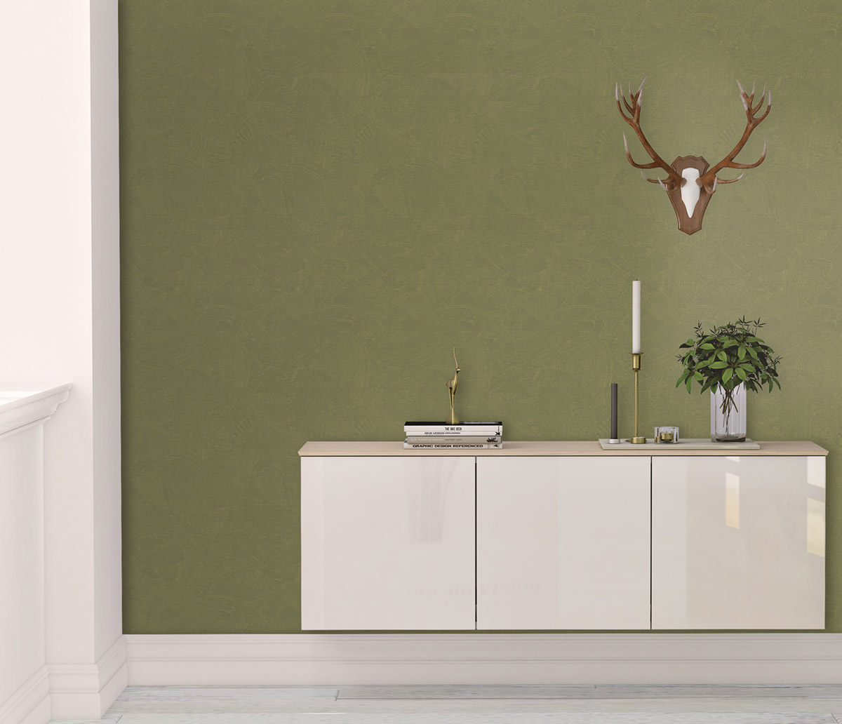 Papier peint Cercle Graphique vert argile doré - Attitude de Lutèce | Réf. LTC-DWP0366-01